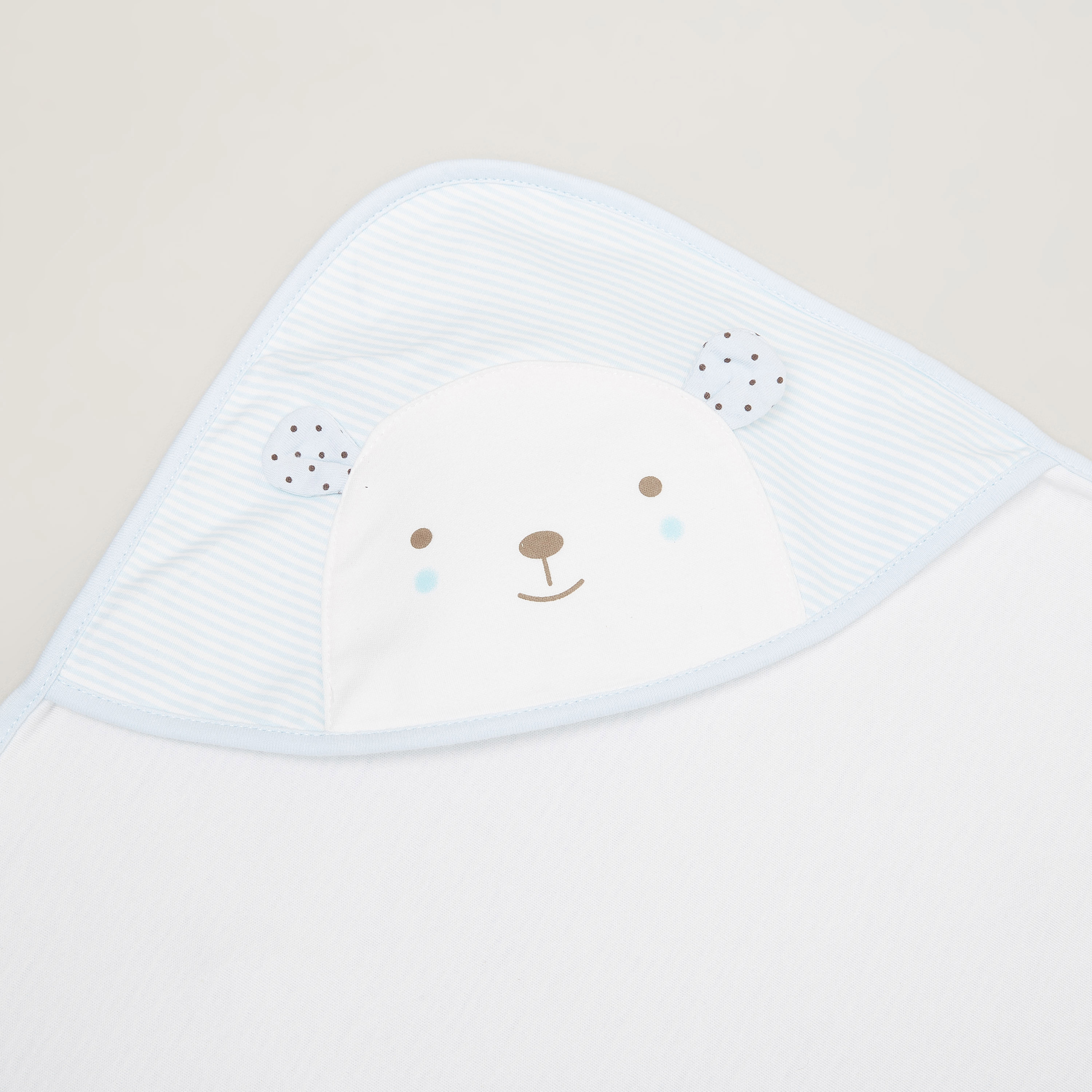 بطانية مخططة بقبعة لحديثي الولادة  من جونيورز - 81x81 سم-baby-nursery-blanketsandswaddles-receivingblankets-image-2