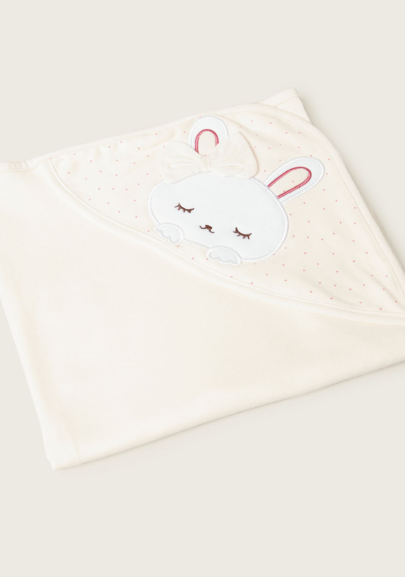 Juniors Bunny Embroidered Receiving Blanket - 80x80 cms-Blankets and Throws-image-0