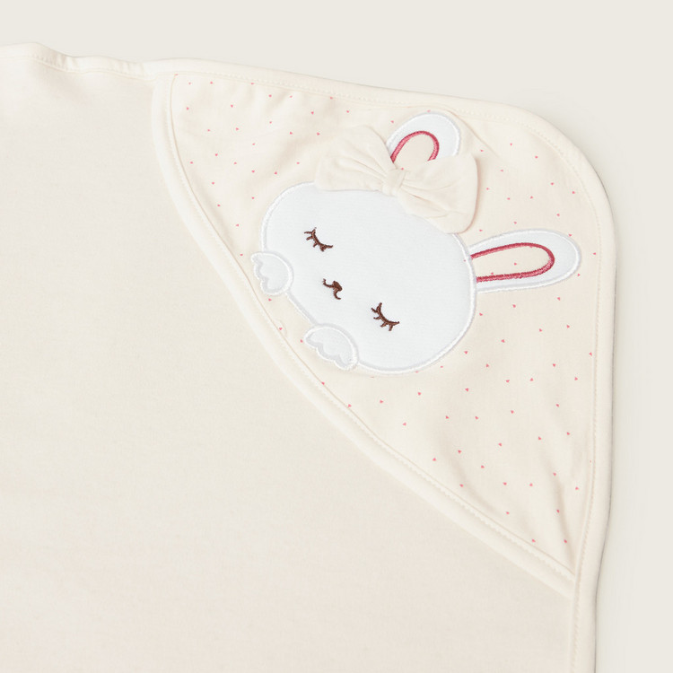Juniors Bunny Embroidered Receiving Blanket - 80x80 cms