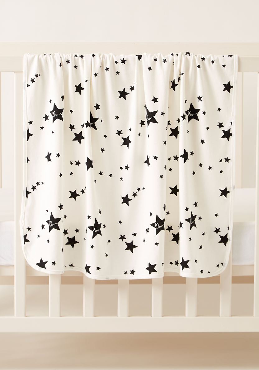 Juniors All-Over Star Print Receiving Blanket with Hood - 80 x 80 cms-Receiving Blankets-image-1