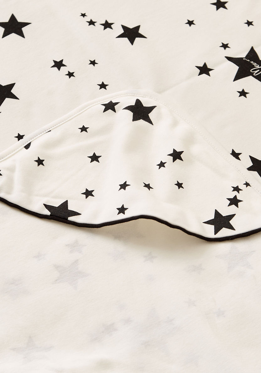 Juniors All-Over Star Print Receiving Blanket with Hood - 80 x 80 cms-Receiving Blankets-image-2