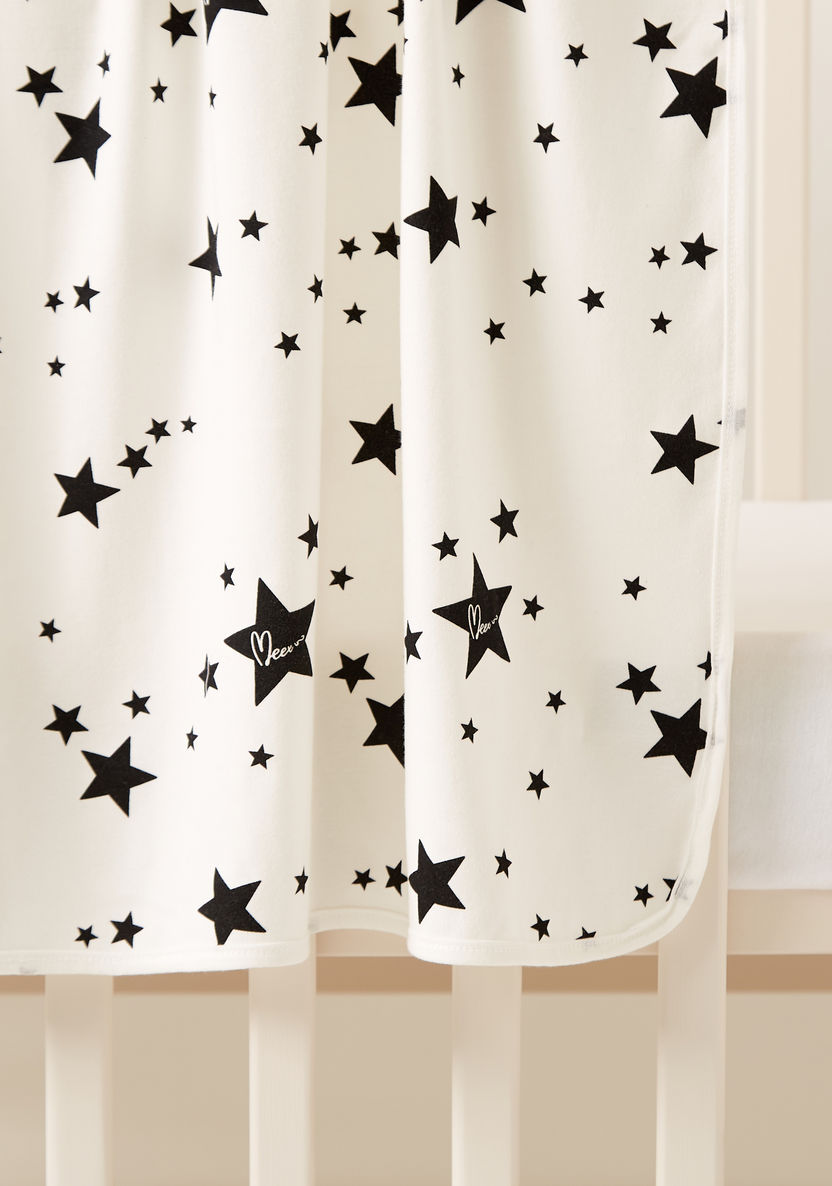 Juniors All-Over Star Print Receiving Blanket with Hood - 80 x 80 cms-Receiving Blankets-image-4