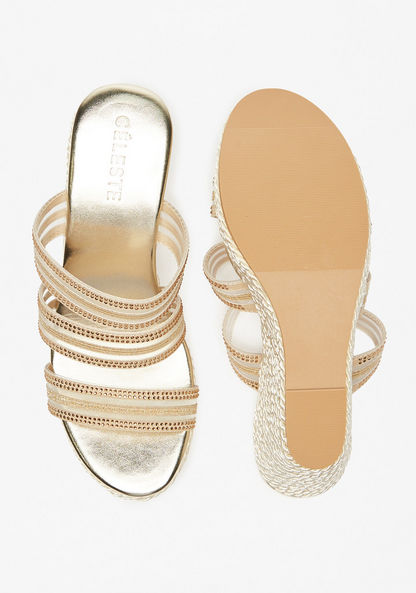 Celeste Women's Embellished Slip-On Sandals with Wedge Heels-Women%27s Heel Sandals-image-4