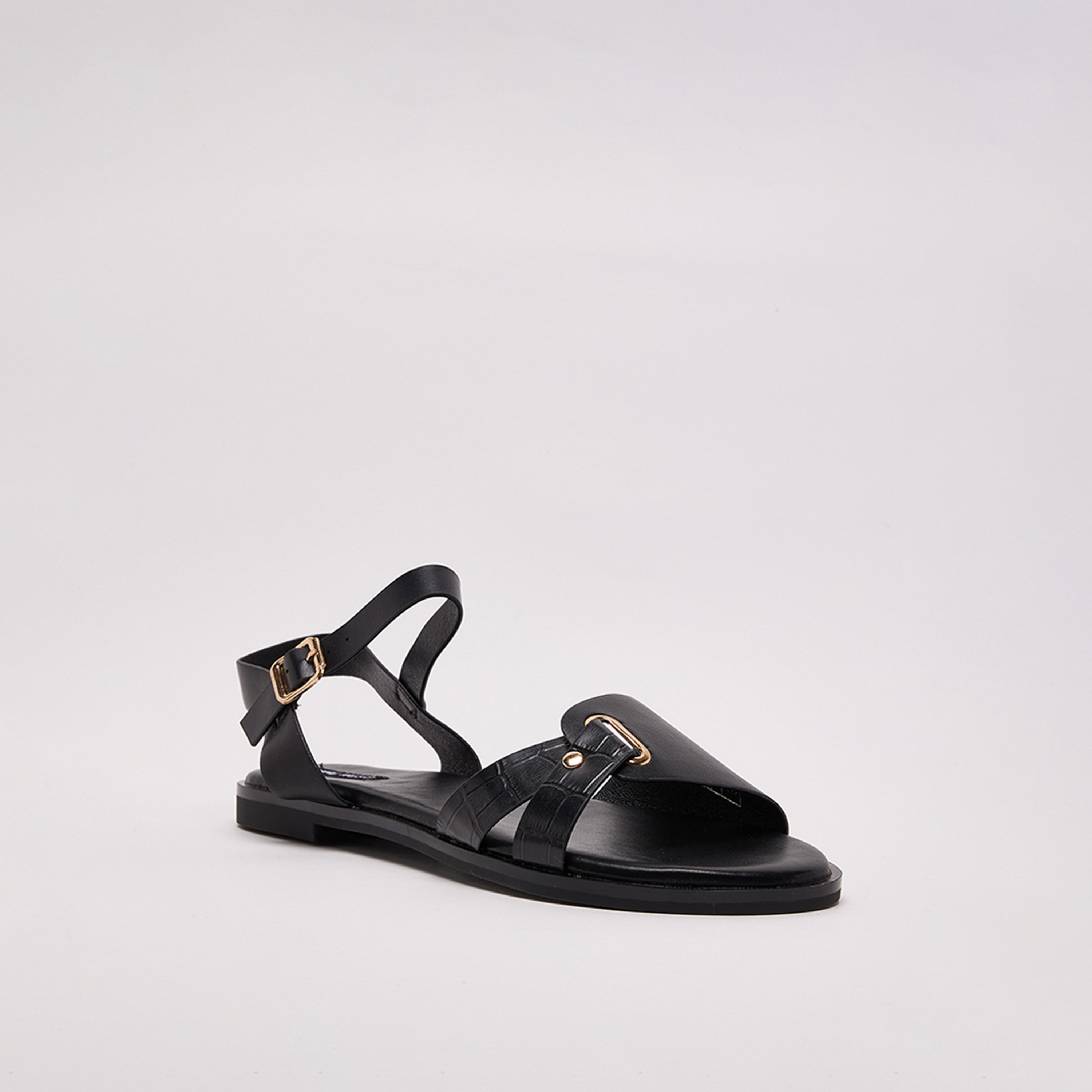 Nine West Women Buckle Strap Flat Sandals | D-ELLA2-women-shoes-sandals-flats-image-1