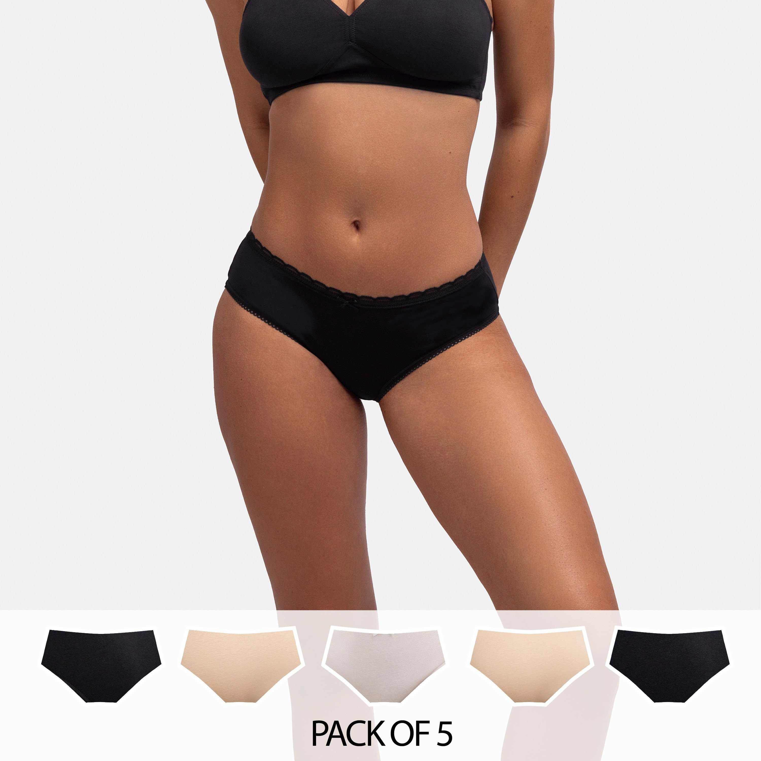 Dorina Pack of 5 Multicolour Medium Coverage Classic Hipster Women's Panties-women-clothing-lingerie-panties-image-1