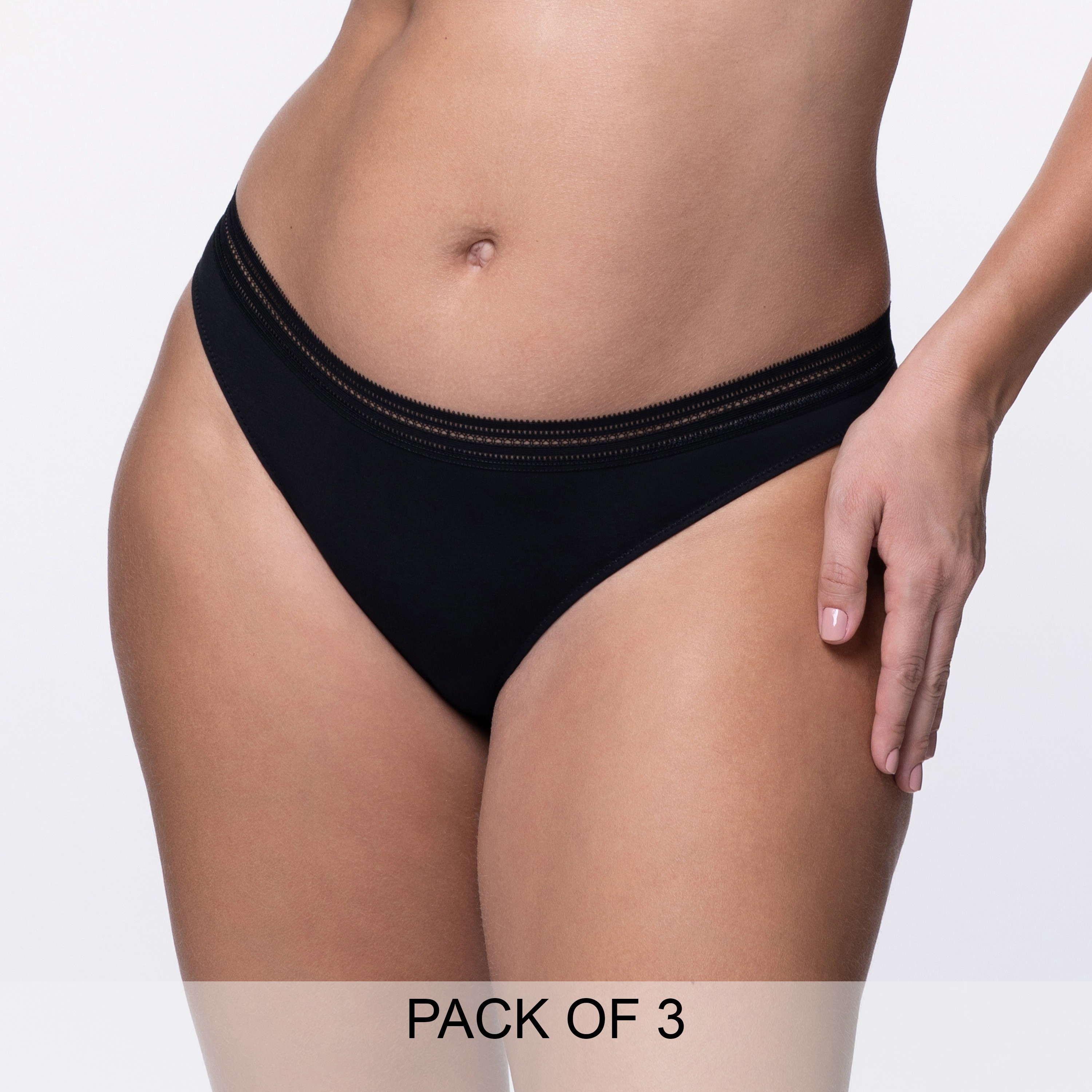 مجموعة من 3 سراويل داخلية سادة بلون أسود من دورينا-women-clothing-lingerie-panties-image-1