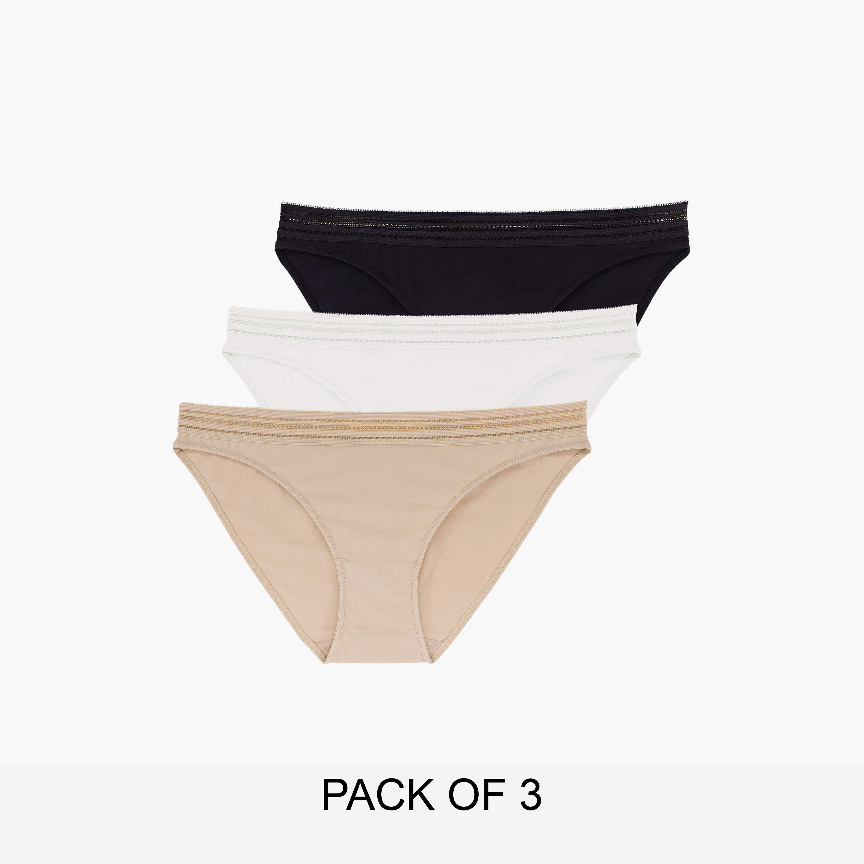 Dorina Pack of 3 Multicolour Plain Brief-women-clothing-lingerie-panties-image-1