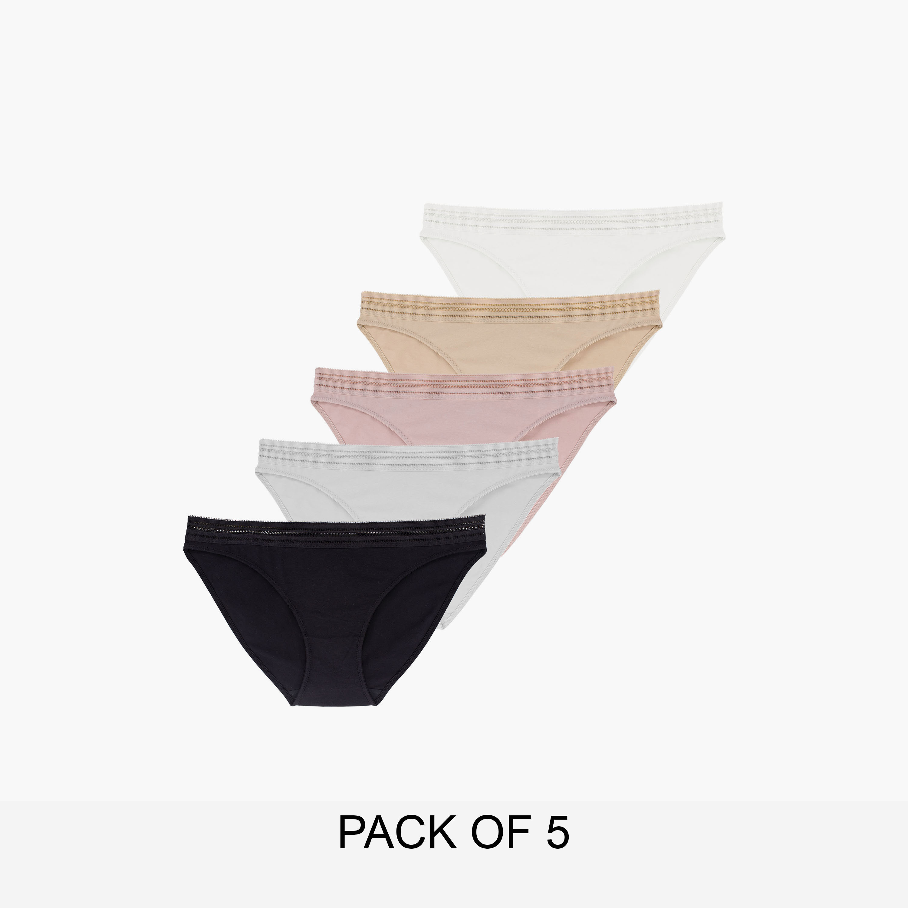 Dorina Pack of 5 Multicolour Plain Brief-women-clothing-lingerie-panties-image-1