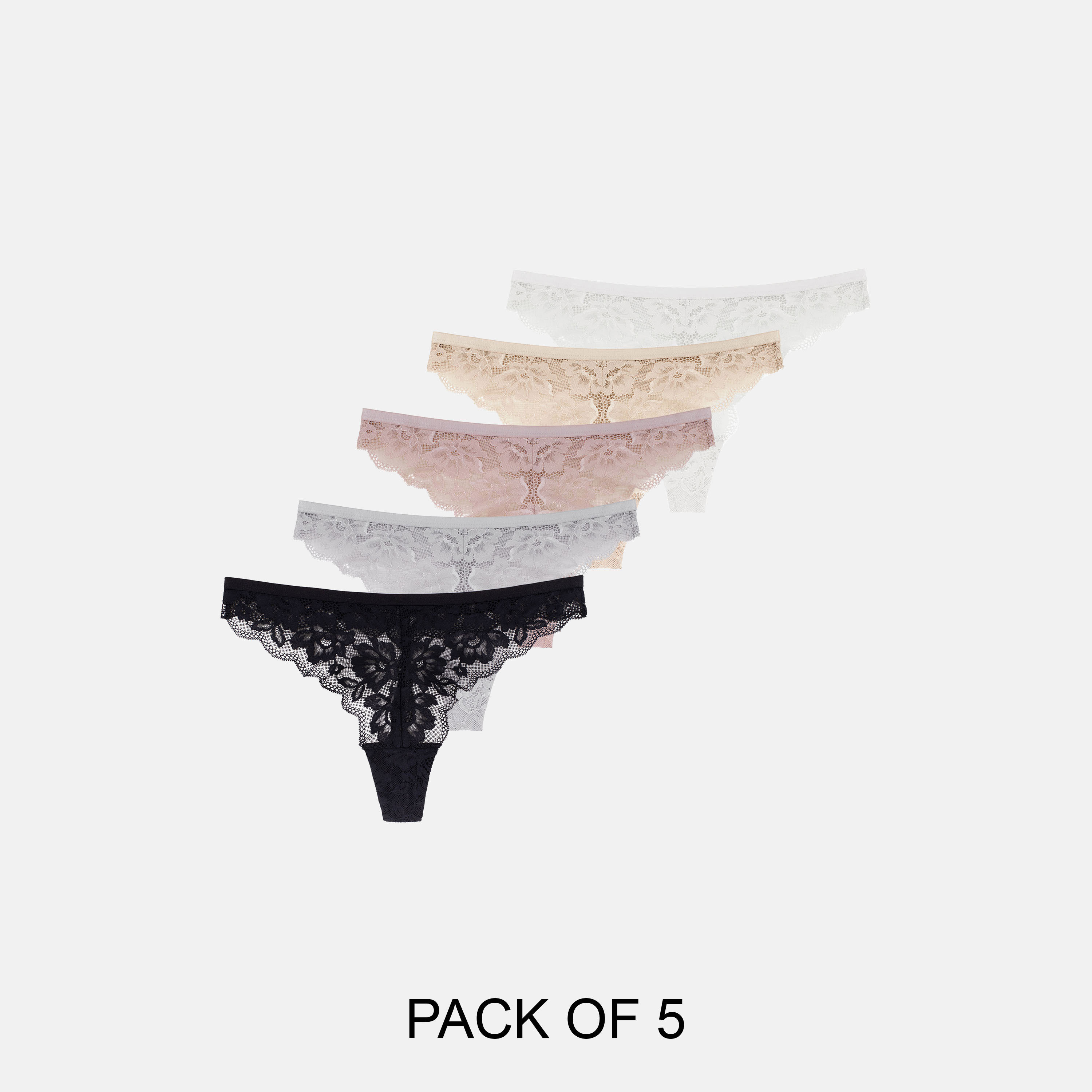 مجموعة من 5 سراويل داخلية بتصميم سترينغ برباط متعددة الألوان من دورينا-women-clothing-lingerie-panties-image-1