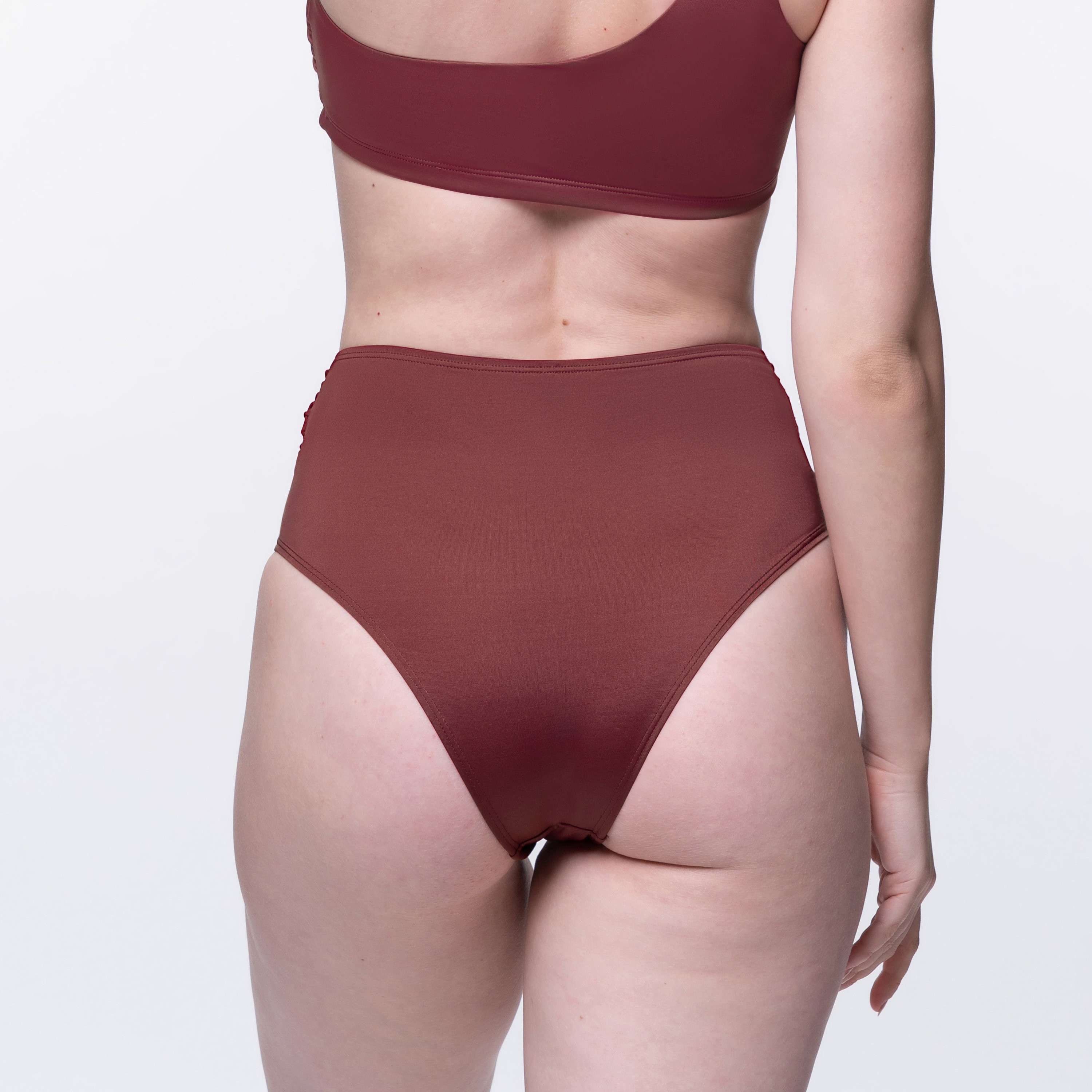 Dorina Red Plain High Waist Bikini Bottom with Embellished Metal Ring Detail-women-clothing-swimandbeach-bikinis-image-3