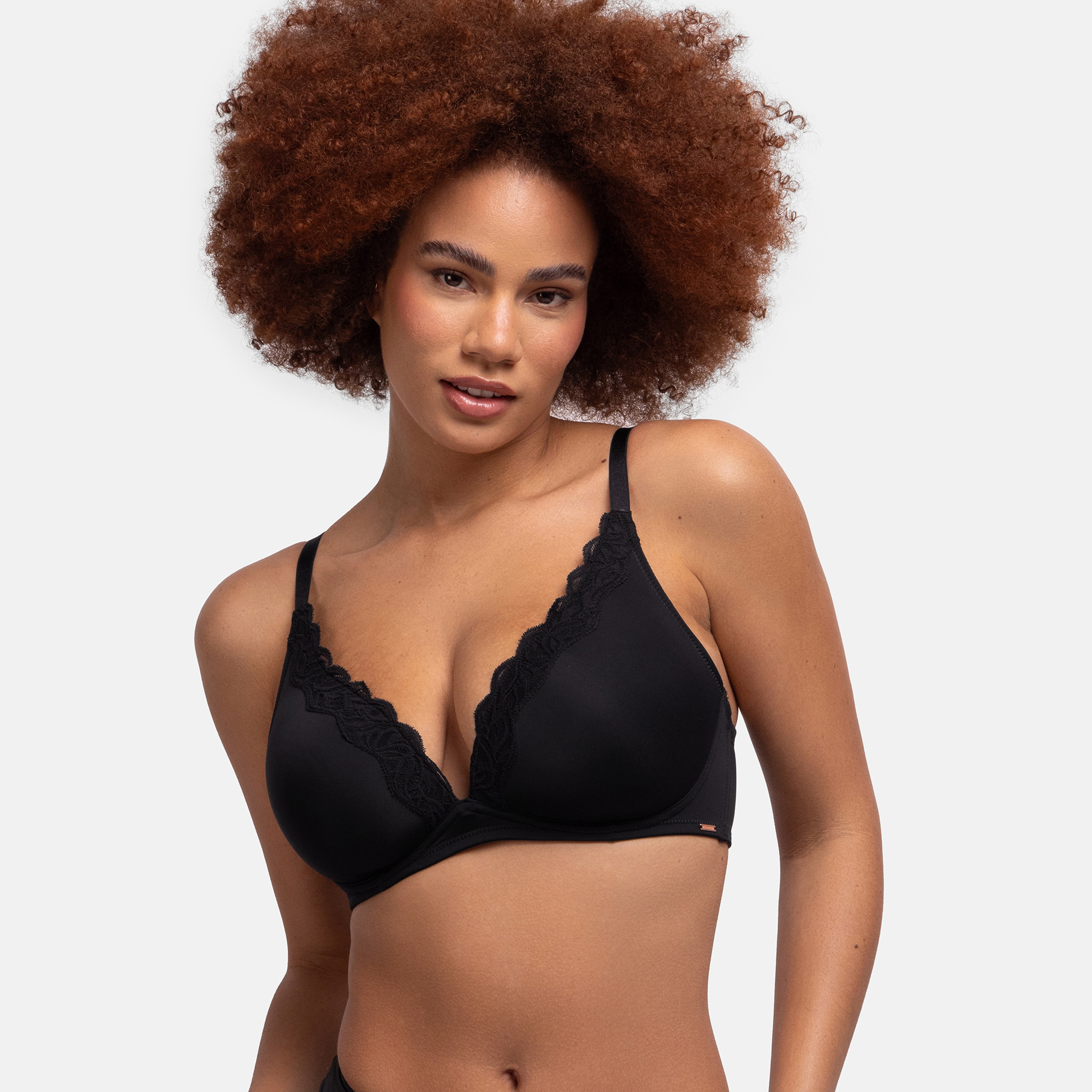 Dorina Black Plain Light Padded Wired Plunge Bra-women-clothing-lingerie-bras-image-2