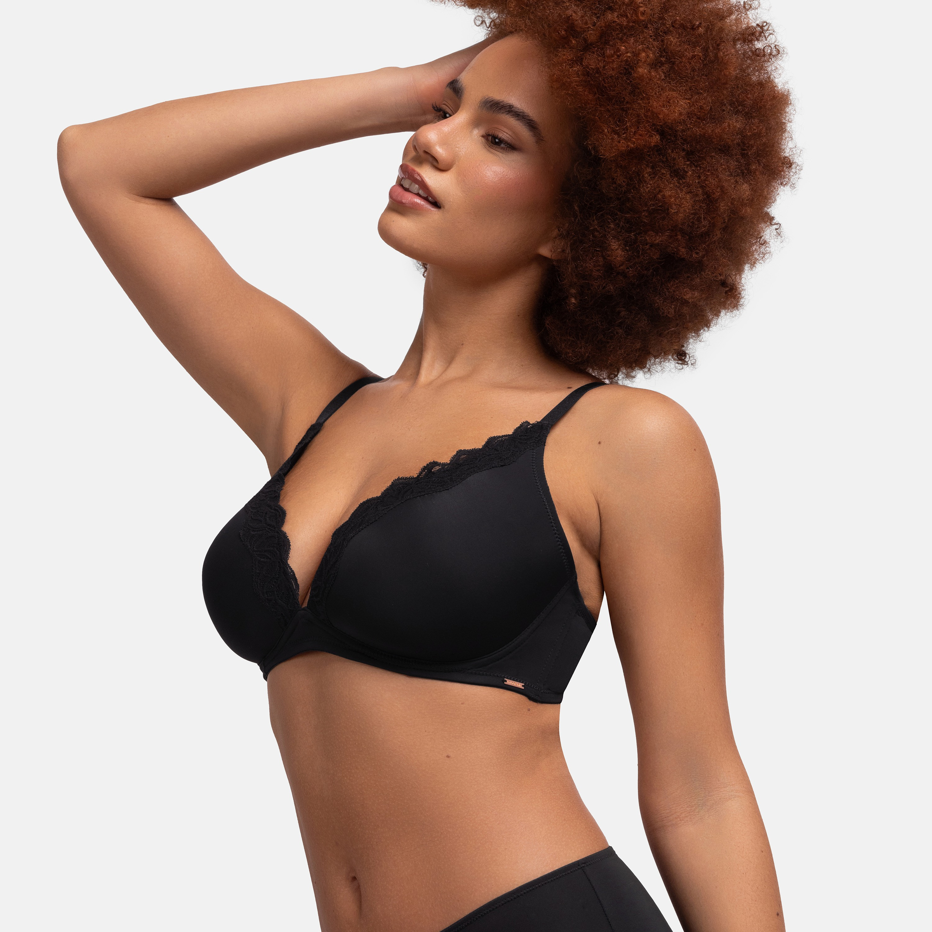 Dorina Black Plain Light Padded Wired Plunge Bra-women-clothing-lingerie-bras-image-4
