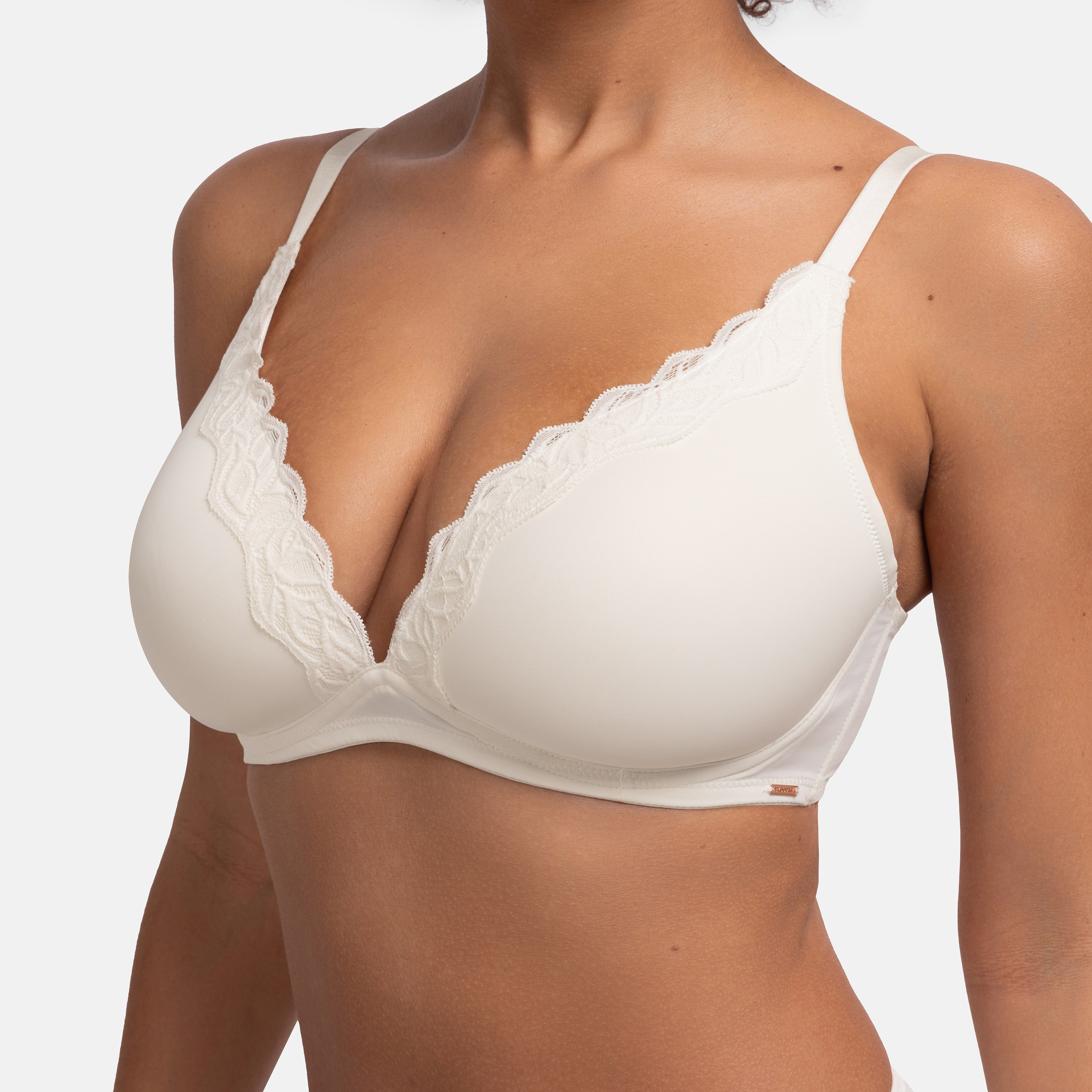 Dorina Ivory Plain Light Padded Wired Plunge Bra-women-clothing-lingerie-bras-image-2