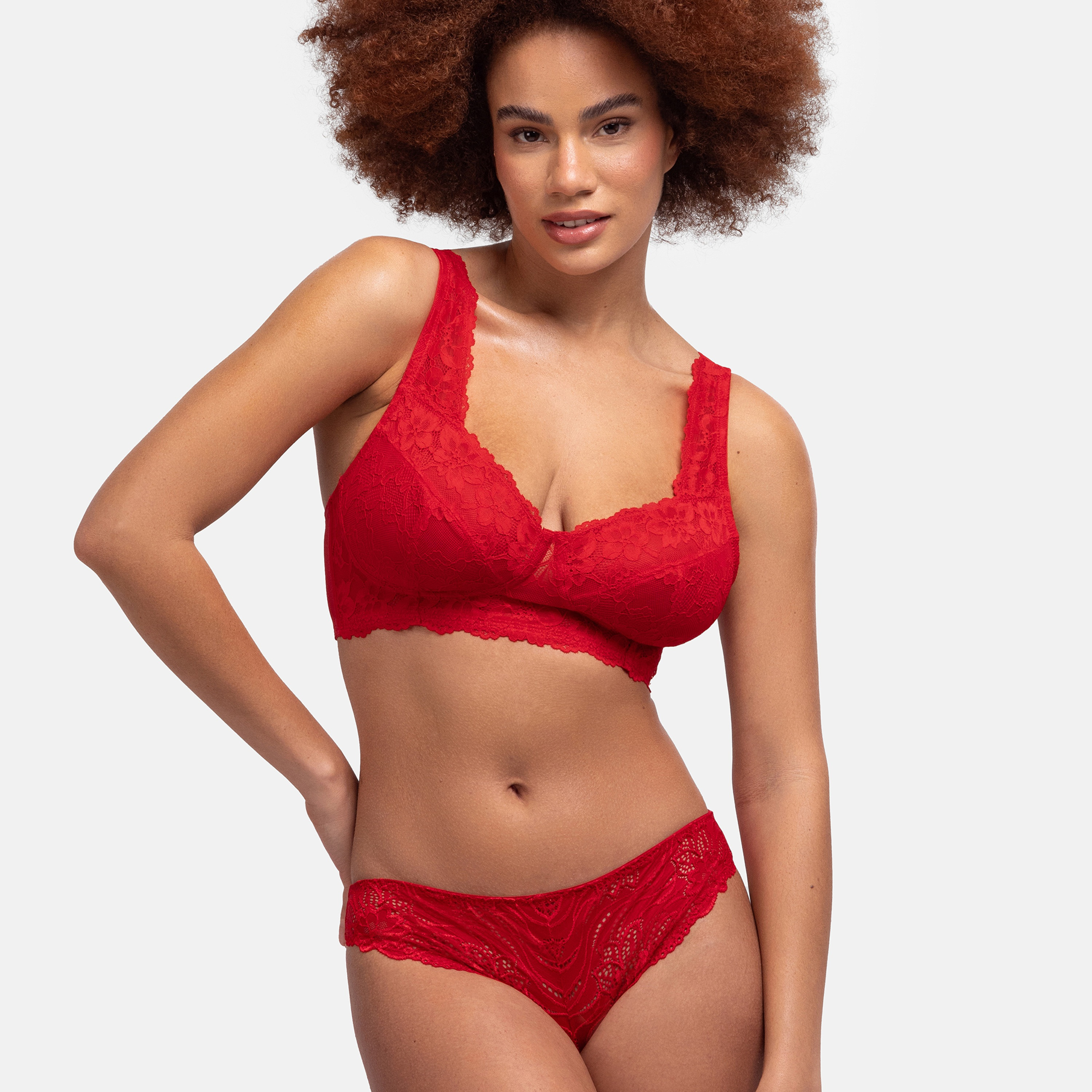 Dorina Red Lace Non Padded Wired Bralette-women-clothing-lingerie-bras-image-2