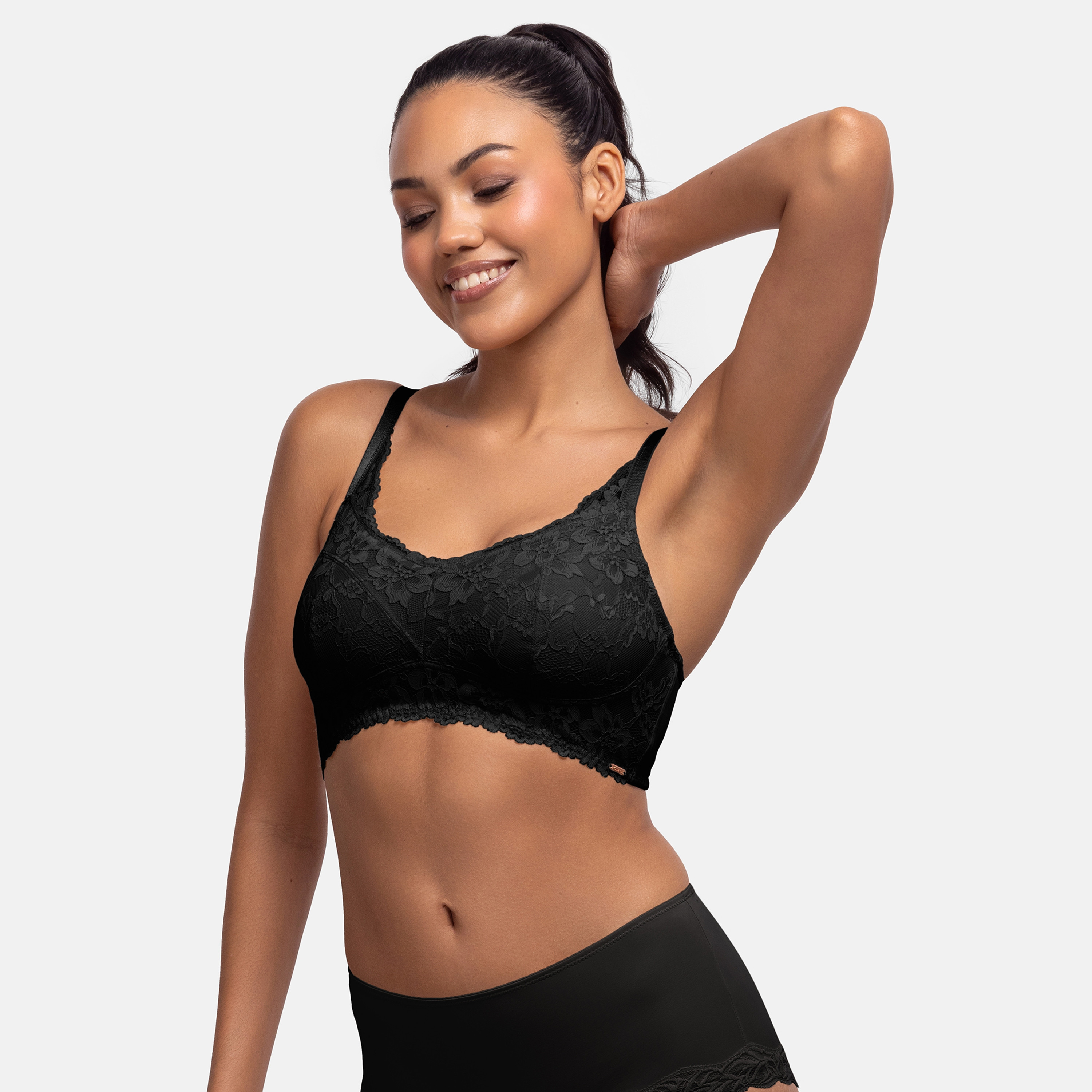 حمالة صدر باللون الأسود من الدانتيل غير مبطنة وغير سلكية لما بعد العمليات الجراحية-women-clothing-lingerie-bras-image-1