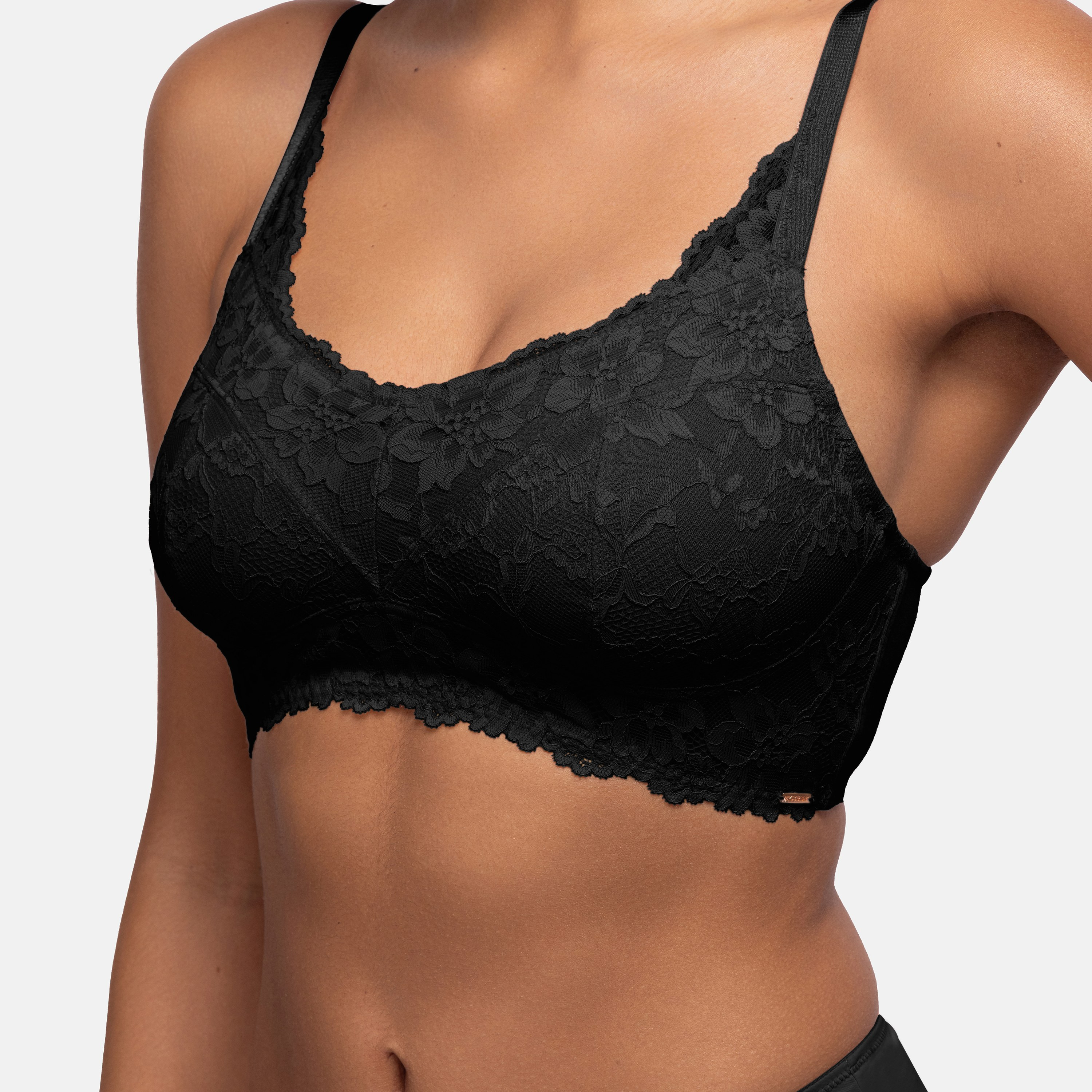 حمالة صدر باللون الأسود من الدانتيل غير مبطنة وغير سلكية لما بعد العمليات الجراحية-women-clothing-lingerie-bras-image-2