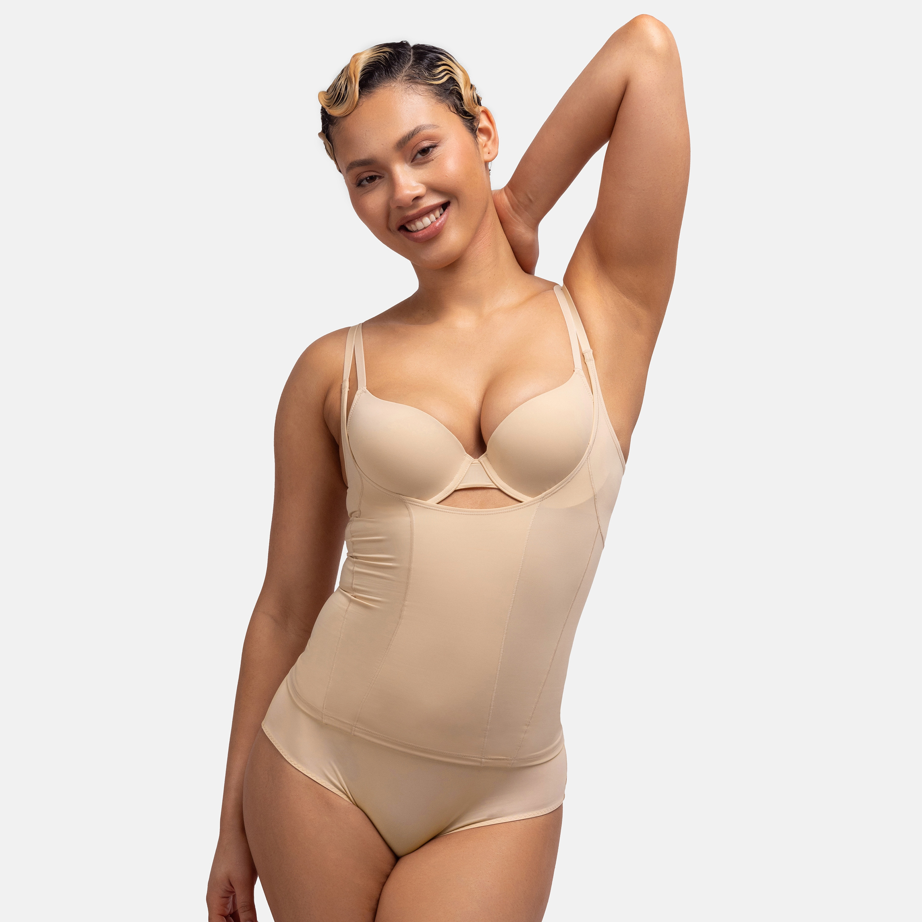 Dorina Beige Plain Shaping Torsette-women-clothing-lingerie-shapewear-image-2