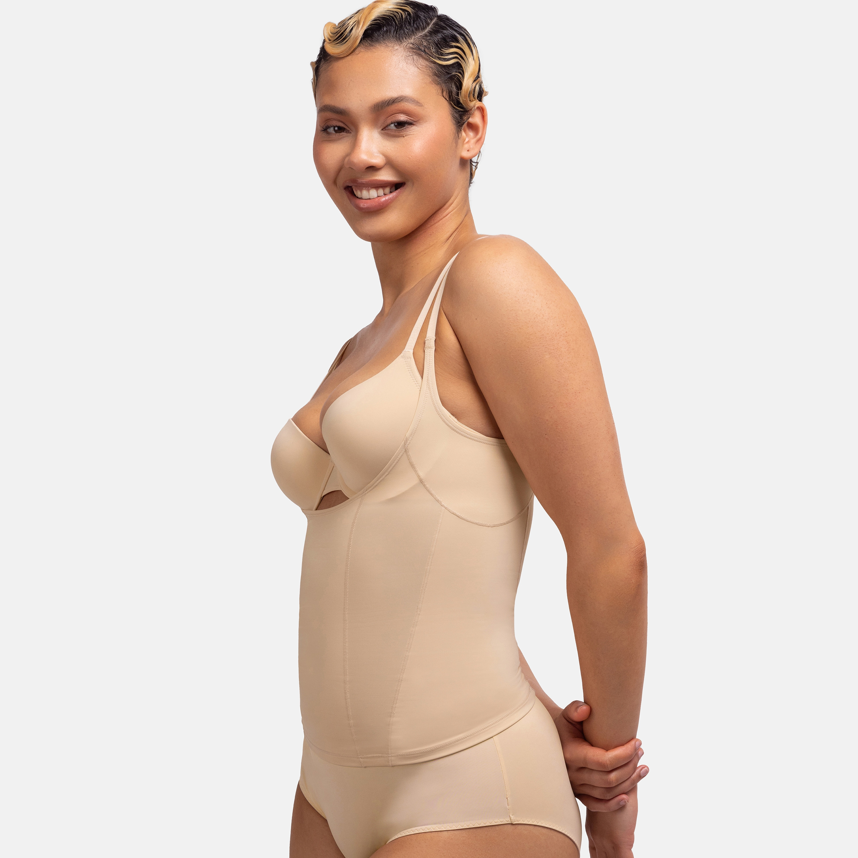 Dorina Beige Plain Shaping Torsette-women-clothing-lingerie-shapewear-image-3