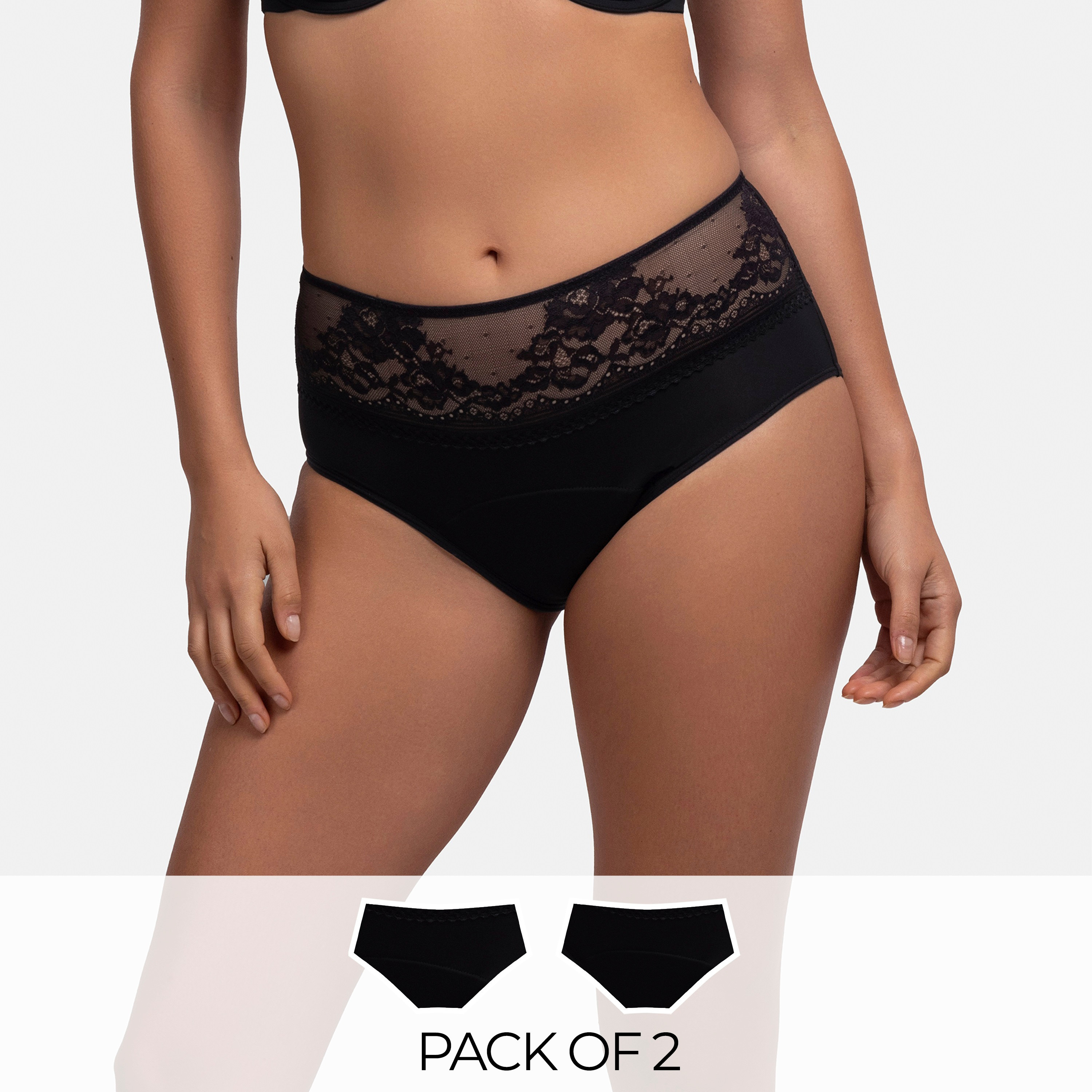 Dorina Pack of 2 Black Full Coverage Midi Hipster Women's Panties-women-clothing-lingerie-panties-image-1