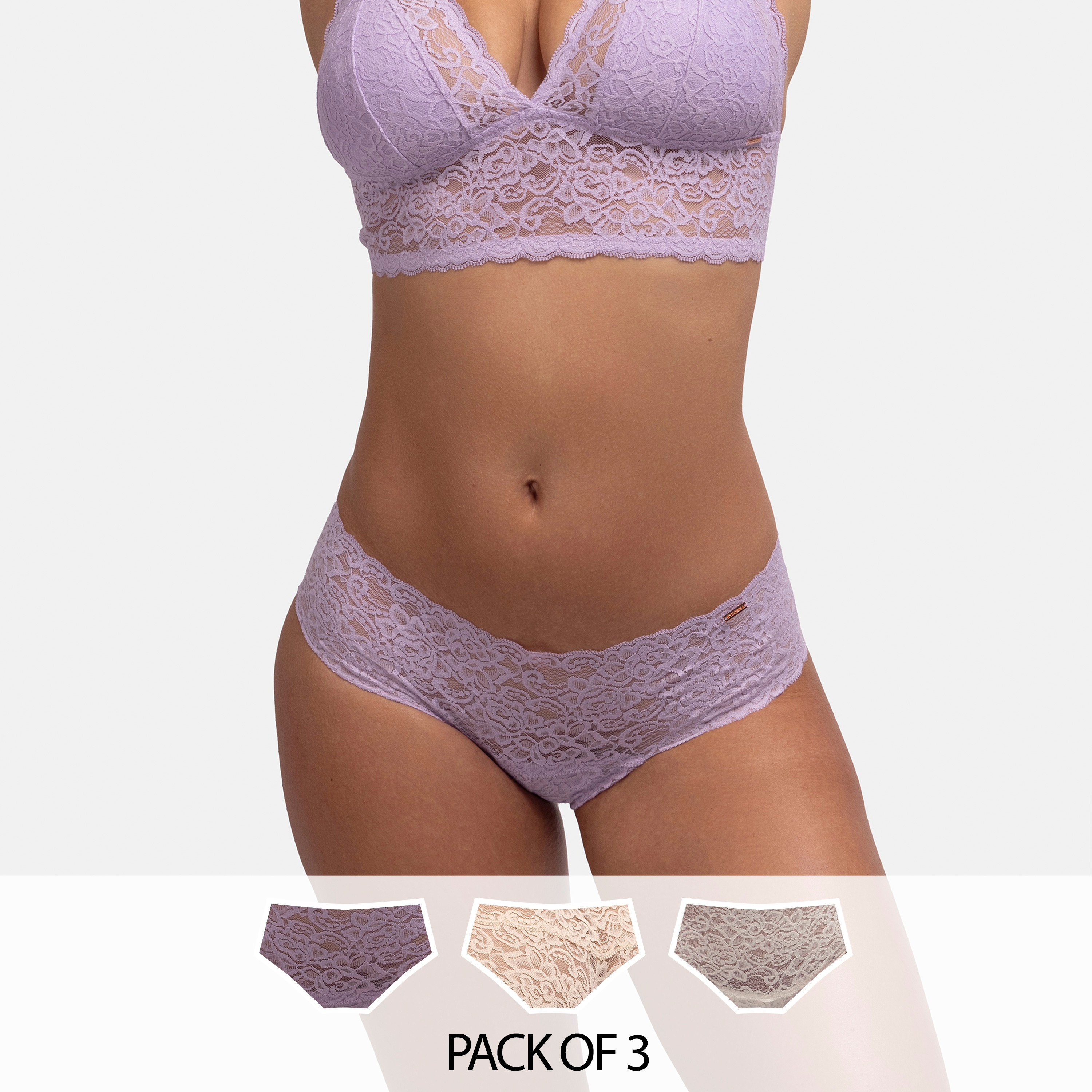 Dorina Pack of 3 Multicolour Lace Brief-women-clothing-lingerie-panties-image-1