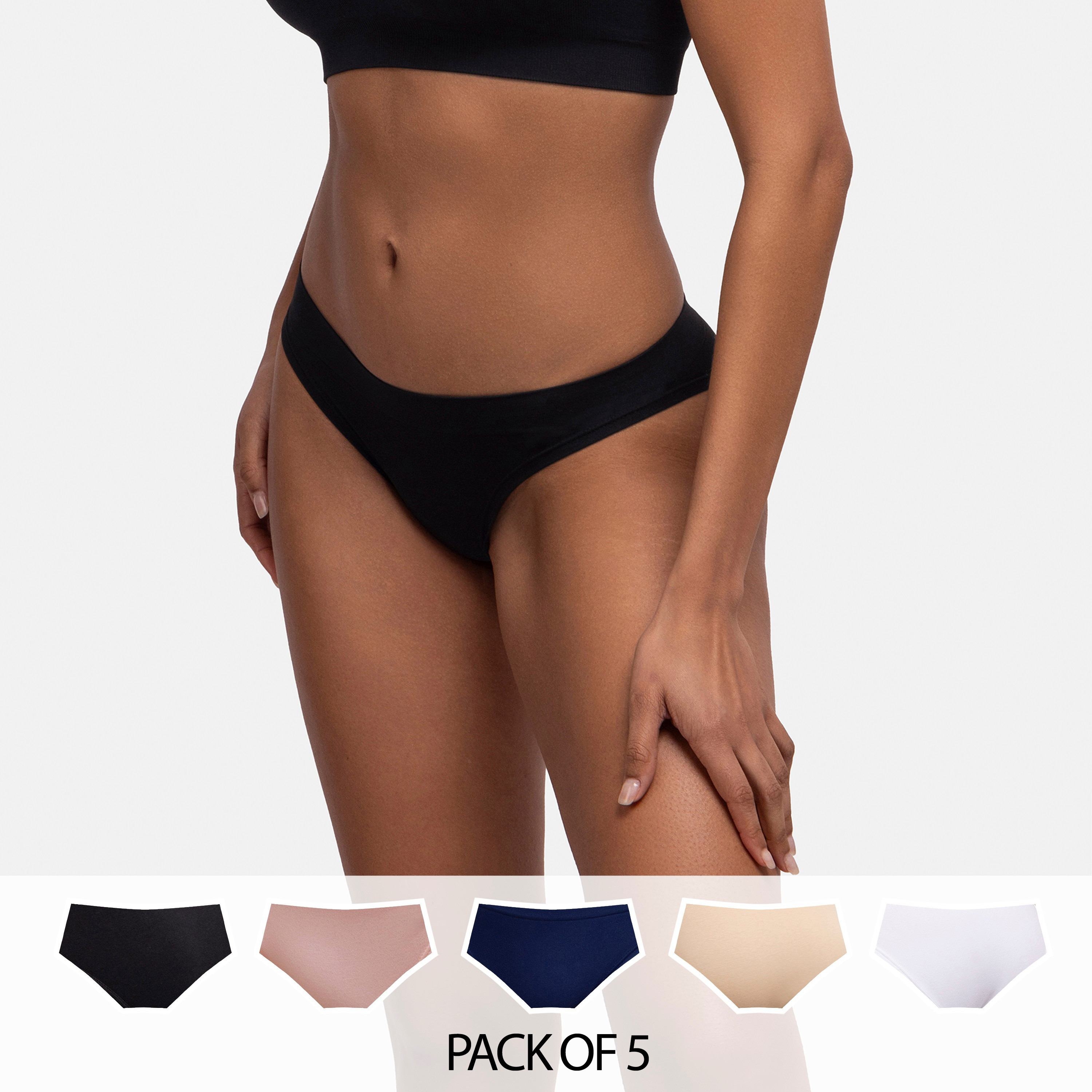 حزمة دورينا من 5 ملابس داخلية متوسطة متعددة الألوان وتغطية قصيرة للنساء-women-clothing-lingerie-panties-image-15