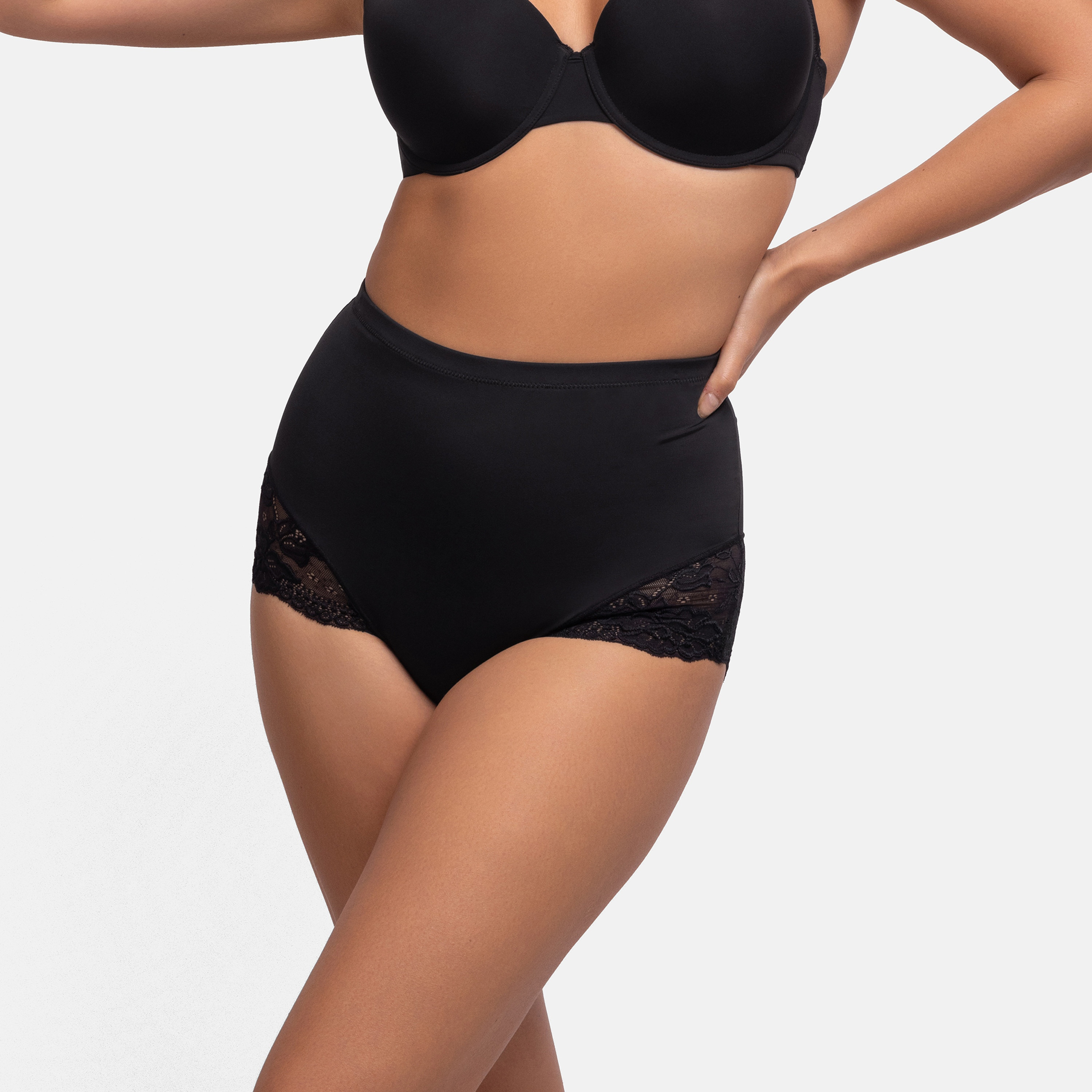سروال داخلي بريف لشد البطن سادة بلون أسود من دورينا-women-clothing-lingerie-shapewear-image-4