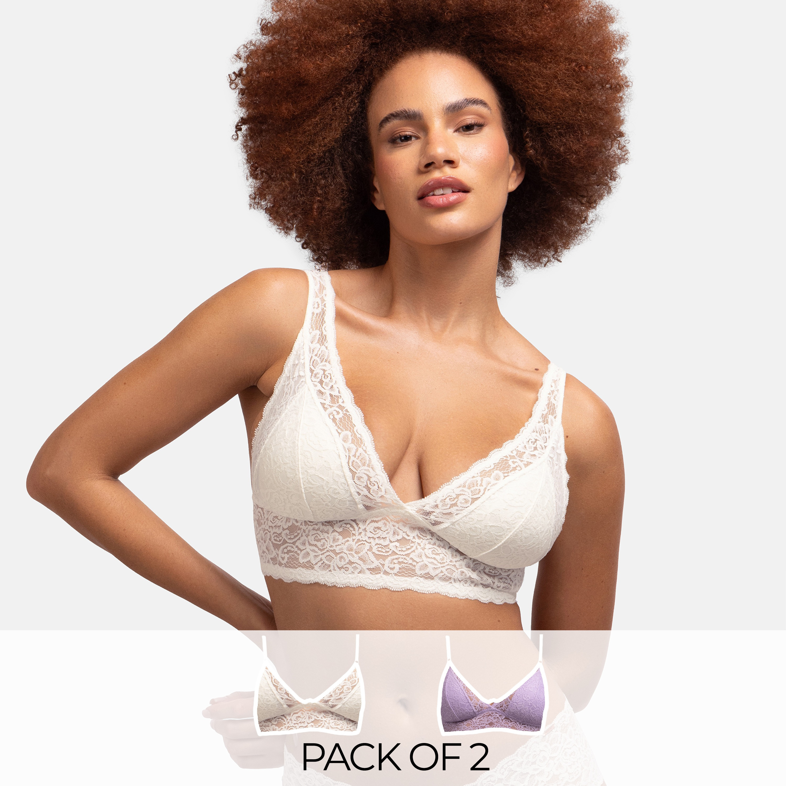 Dorina Pack of 2 Multicolour Lace Light Padded Non-Wired Bralette-women-clothing-lingerie-bras-image-1