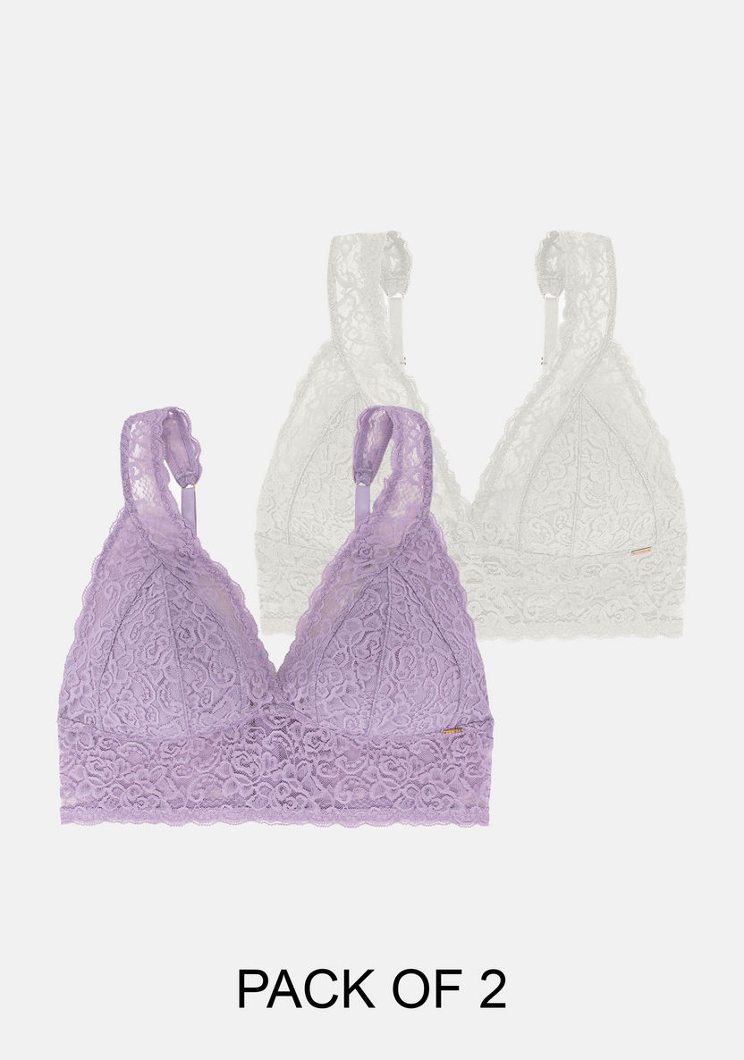 Buy Women's Dorina Pack of 2 Multicolour Lace Light Padded Non-Wired  Bralette Online