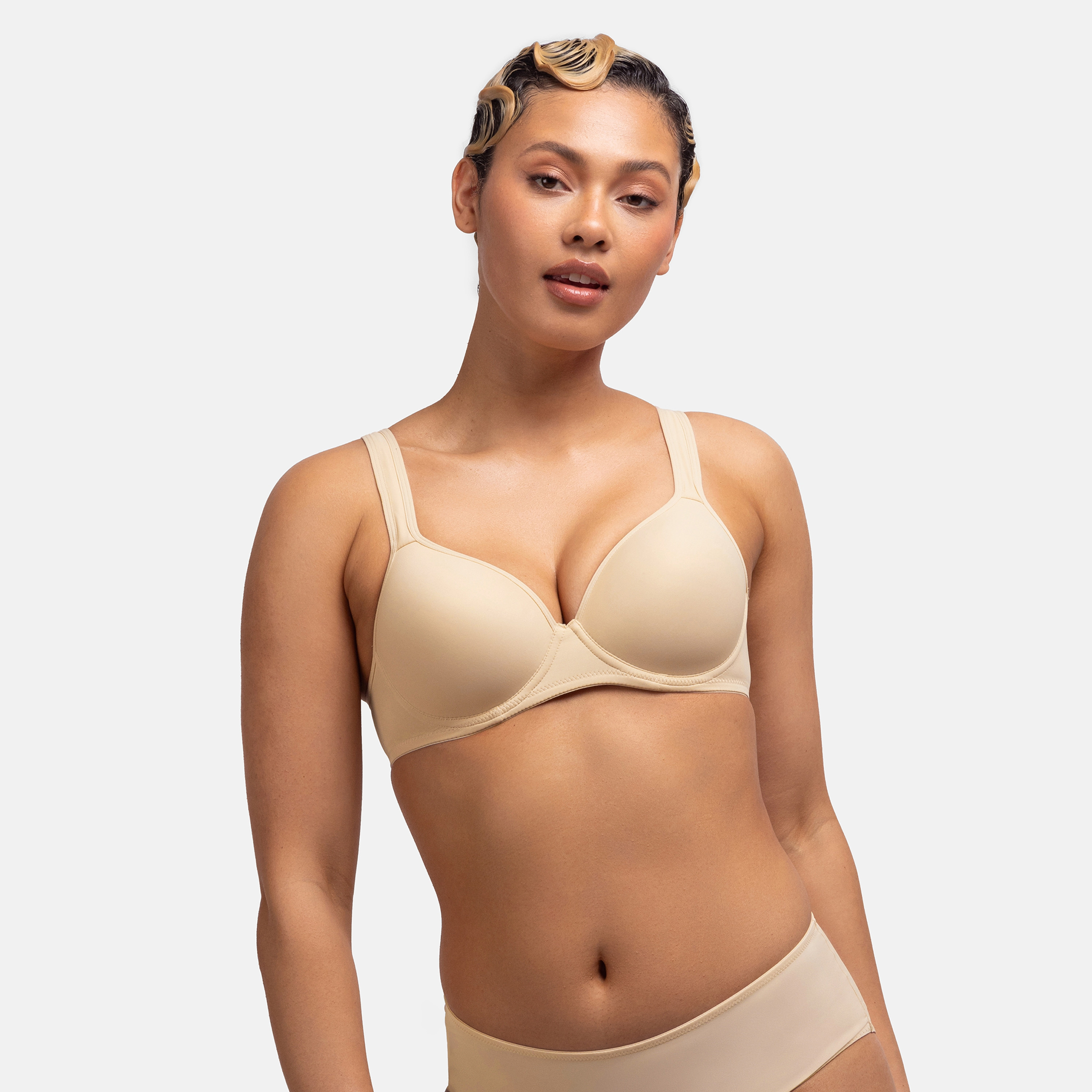 Dorina Nude Medium Support Wired Demi Lightly Padded Women's Bra-women-clothing-lingerie-bras-image-1