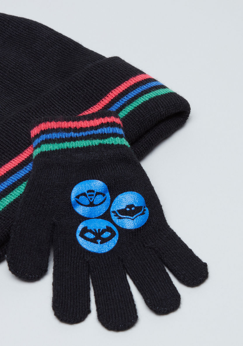 PJ Masks Printed Beanie Cap with Gloves-Caps-image-3