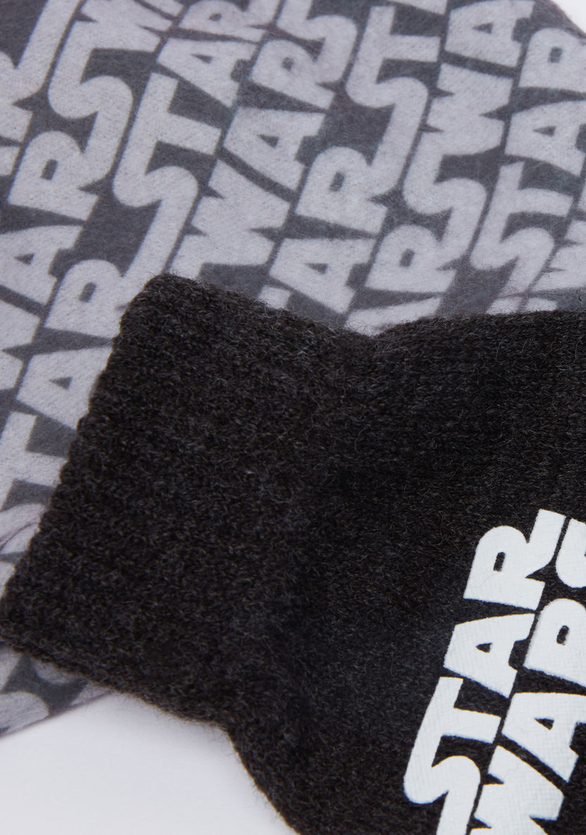 Star Wars Printed Beanie Cap with Gloves-Caps-image-3