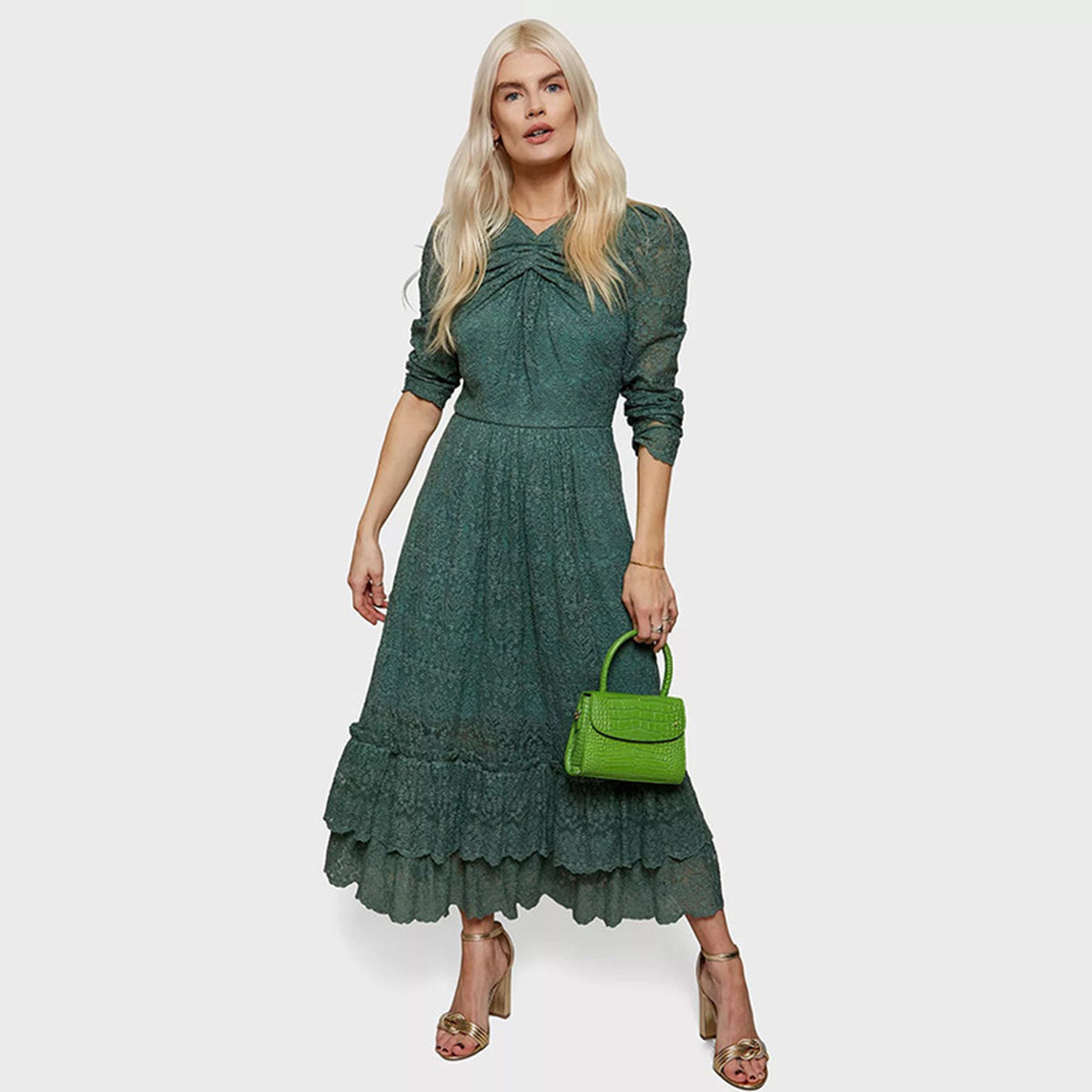 Buy Women s Little Mistress Green Tiered Maxi Dress Online Centrepoint KSA