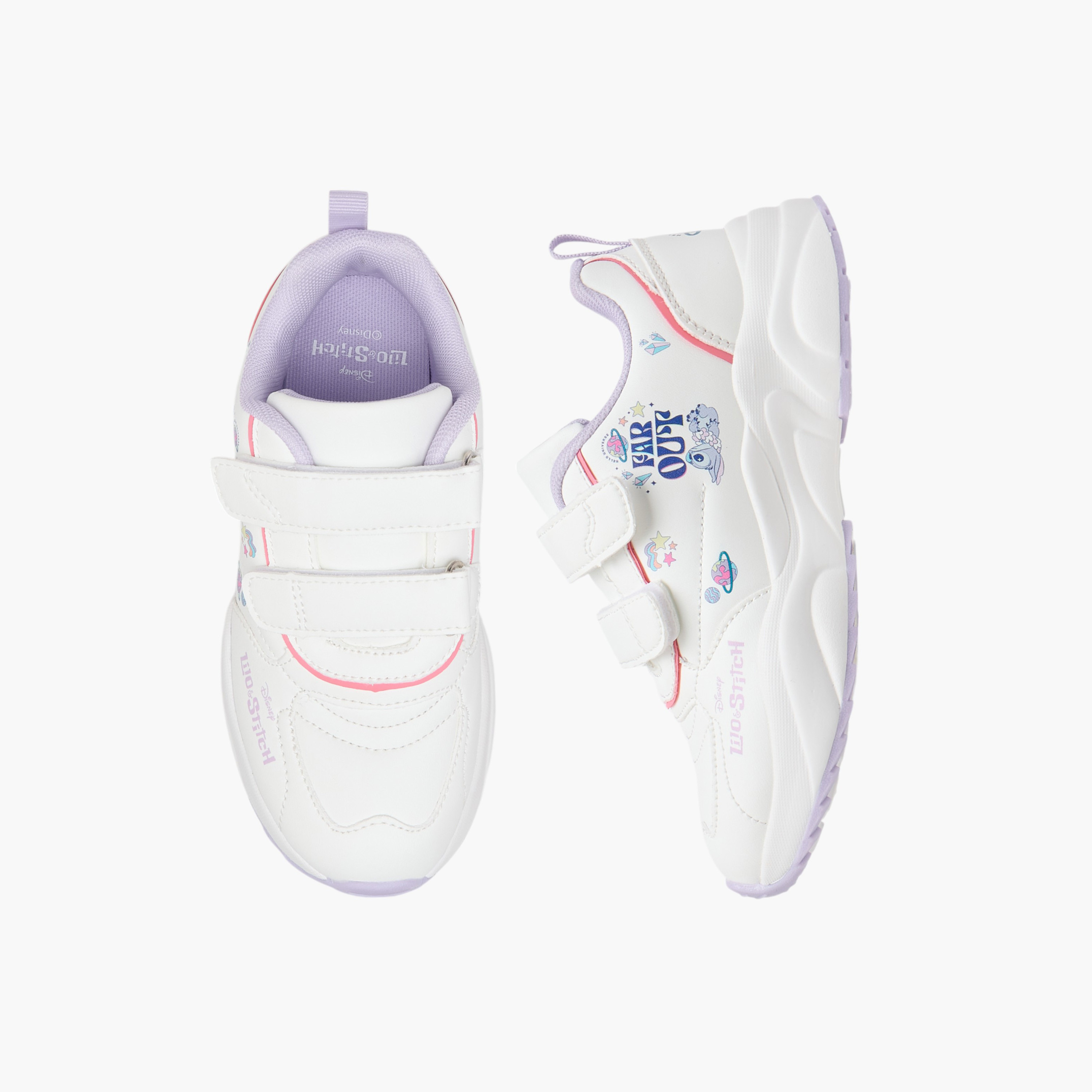 Disney Stitch Print Sneakers with Hook and Loop Closure-girls-shoes-sneakers-image-1