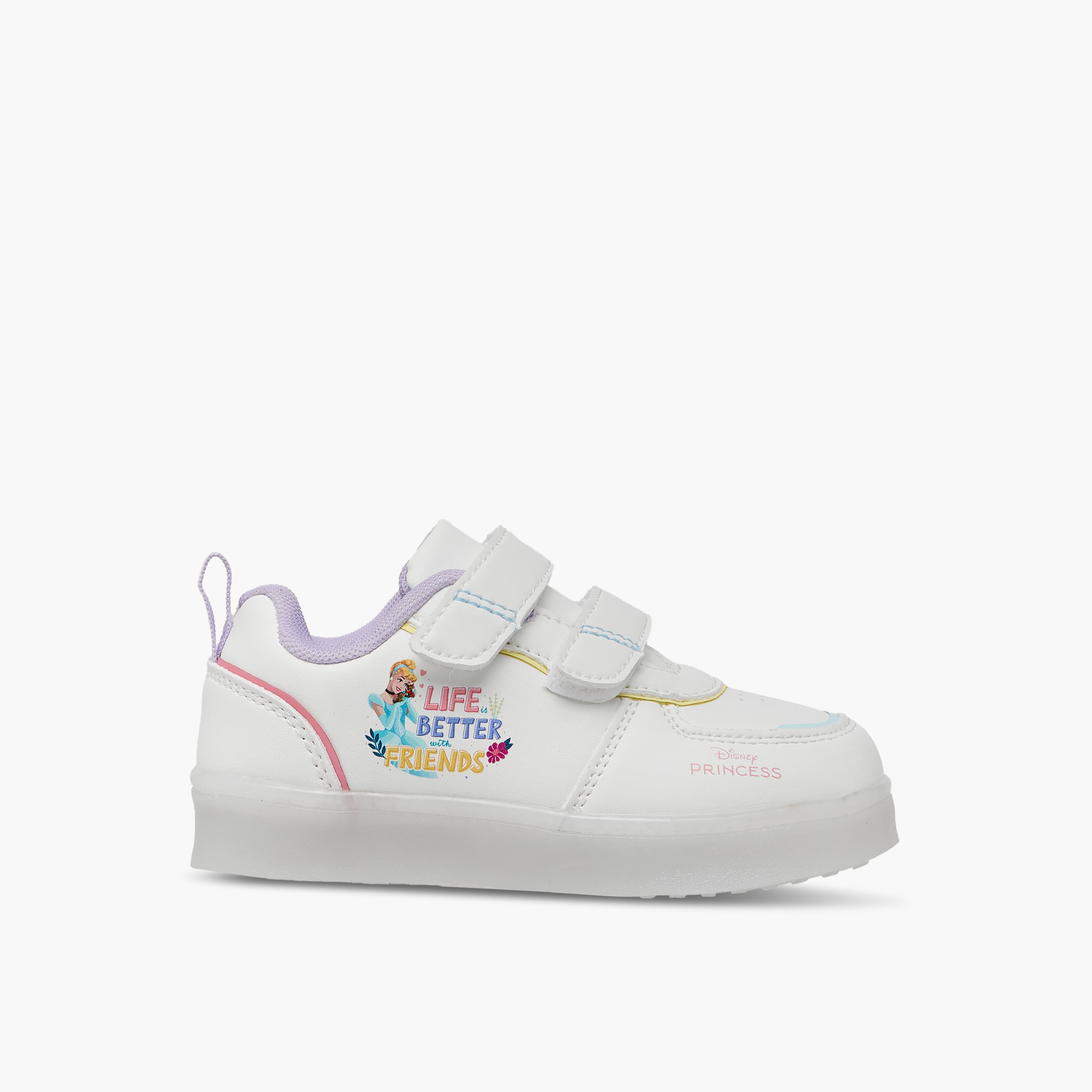 Disney Princess Print Light-Up Sneakers with Hook and Loop Closure-girls-shoes-sneakers-image-3