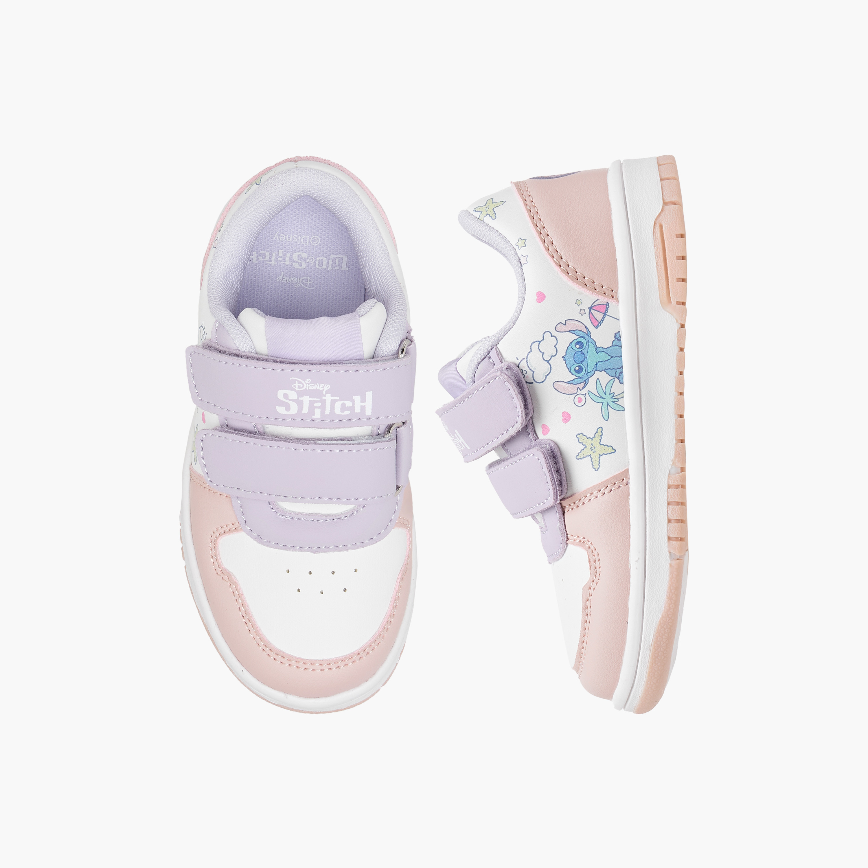 Disney Stitch Print Sneakers with Hook and Loop Closure-girls-shoes-sneakers-image-1