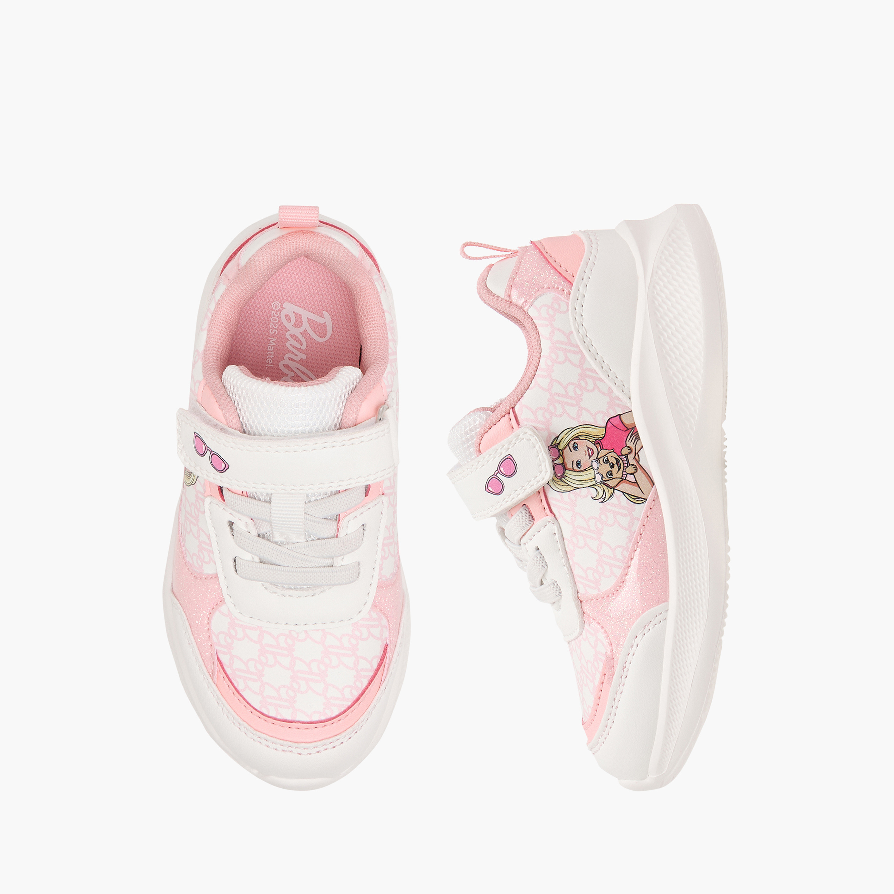 Barbie Printed Sneakers with Hook and Loop Closure-girls-shoes-sneakers-image-1