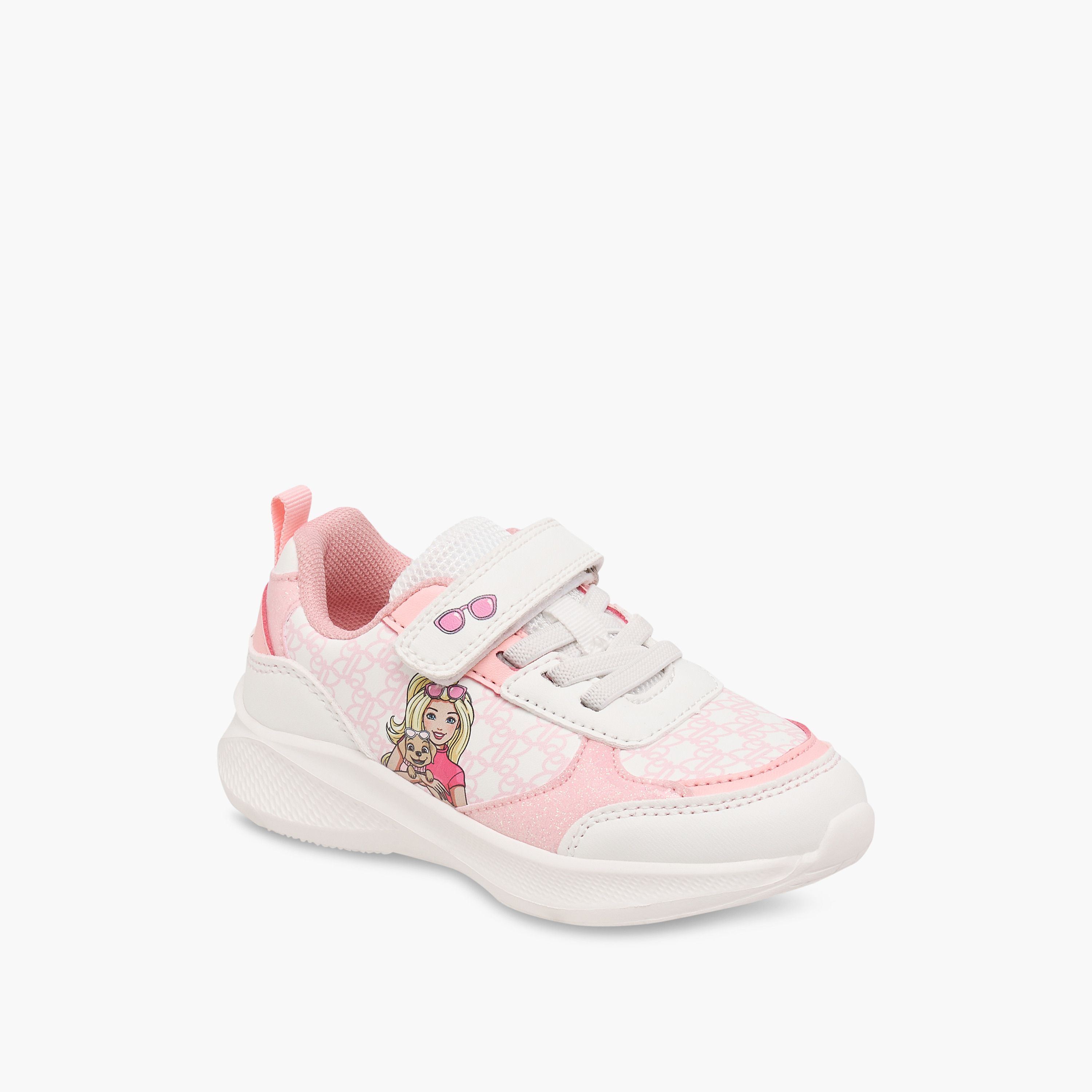Barbie Printed Sneakers with Hook and Loop Closure-girls-shoes-sneakers-image-2