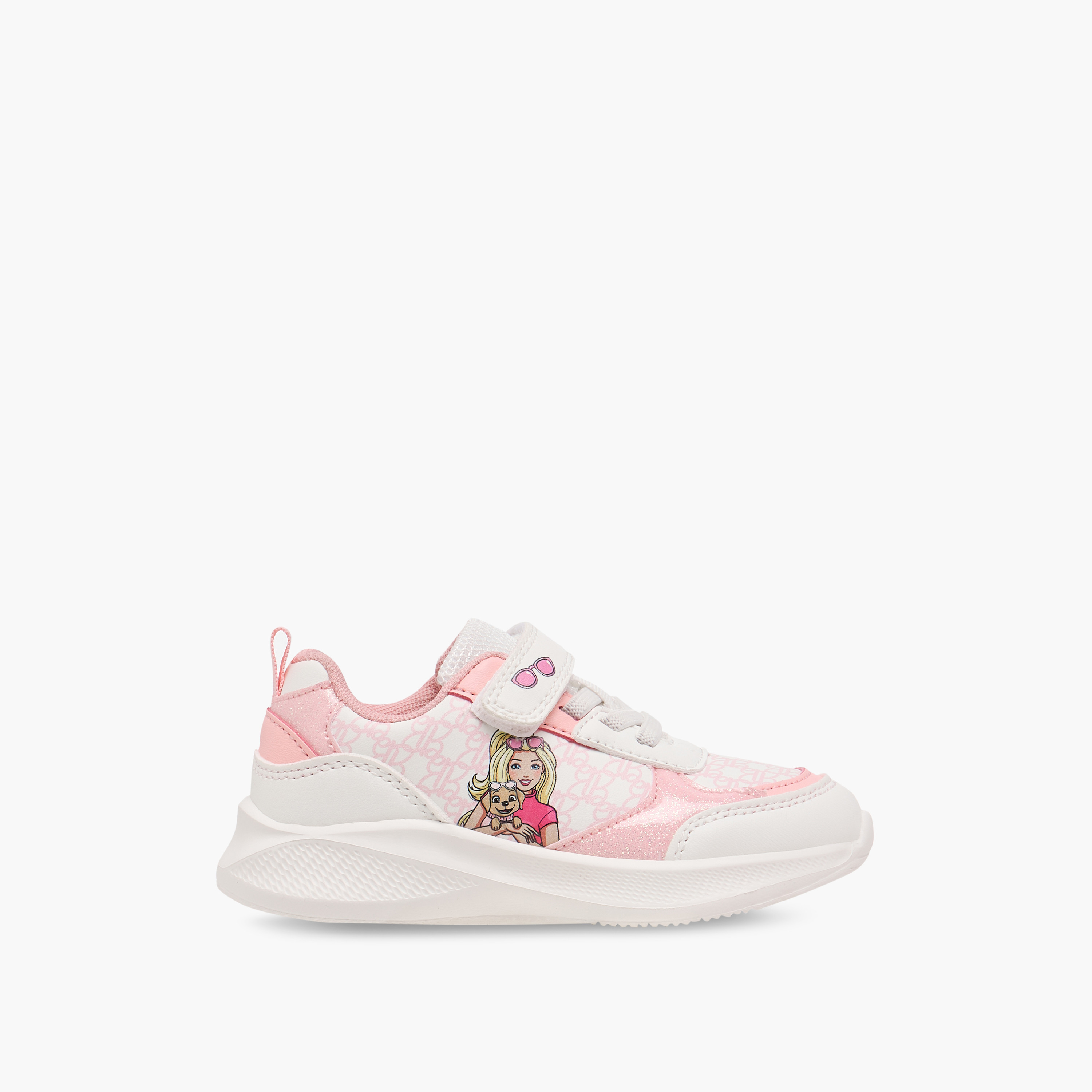 Barbie Printed Sneakers with Hook and Loop Closure-girls-shoes-sneakers-image-3
