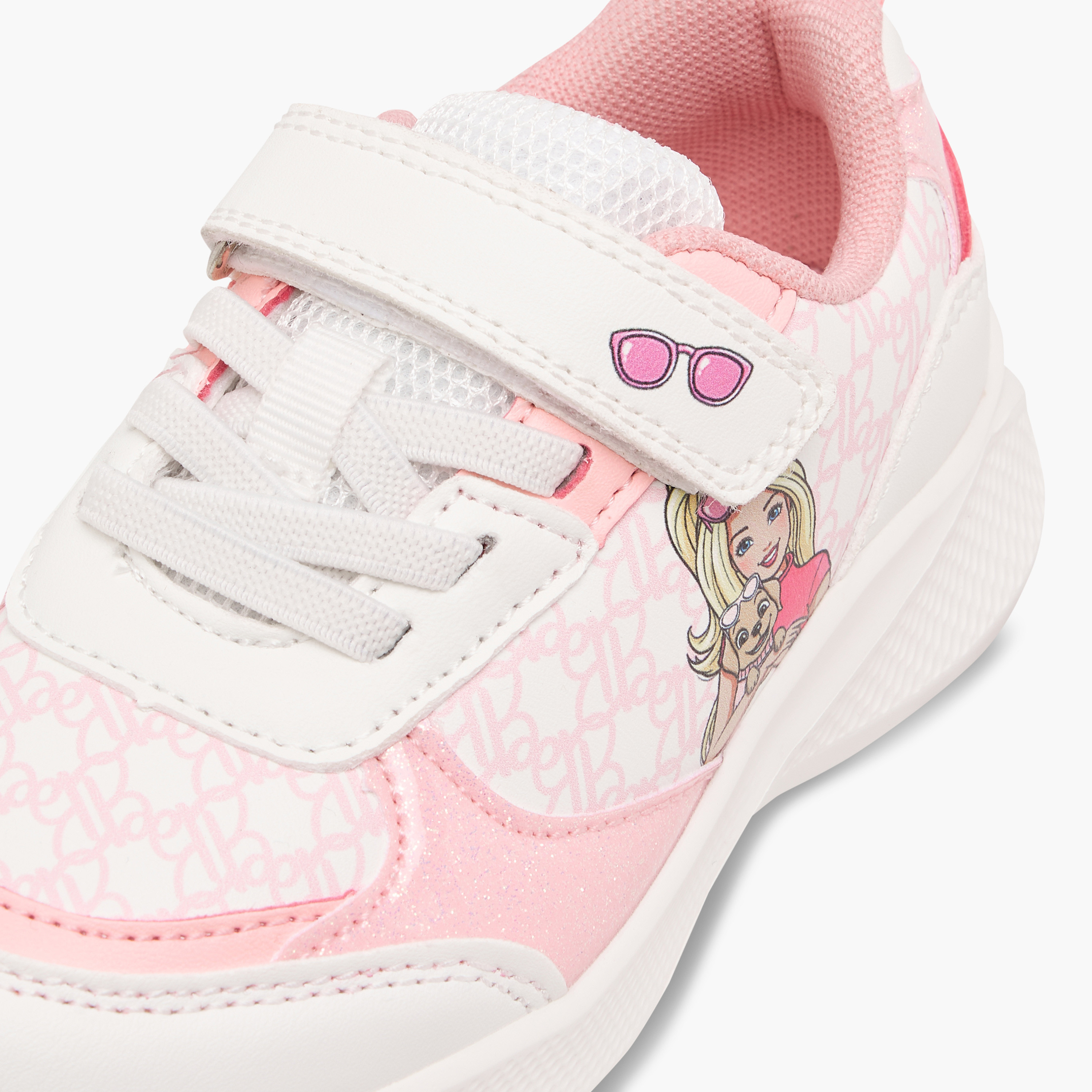 Barbie Printed Sneakers with Hook and Loop Closure-girls-shoes-sneakers-image-4