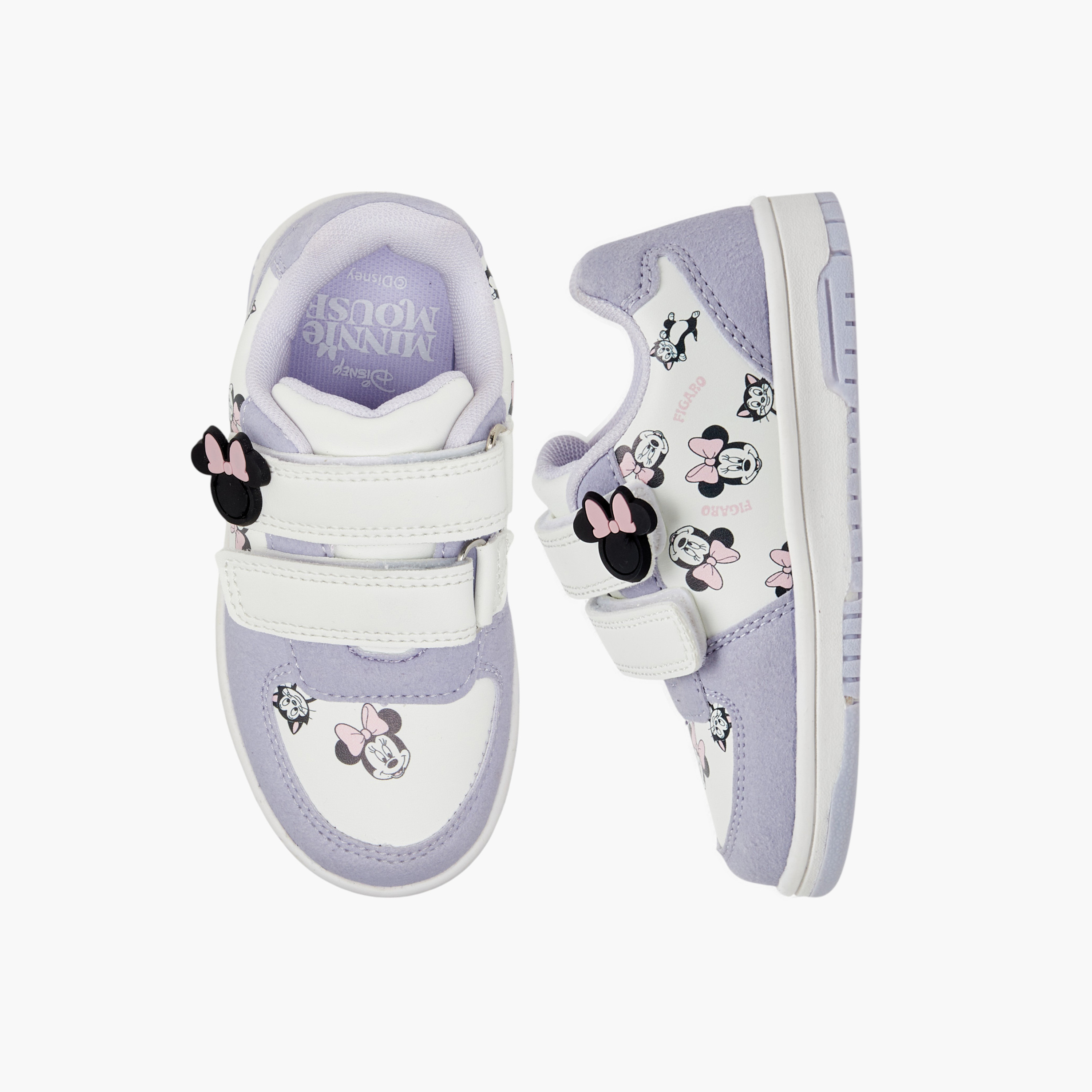 Disney Minnie Mouse Print Sneakers with Hook and Loop Closure-girls-shoes-sneakers-image-1
