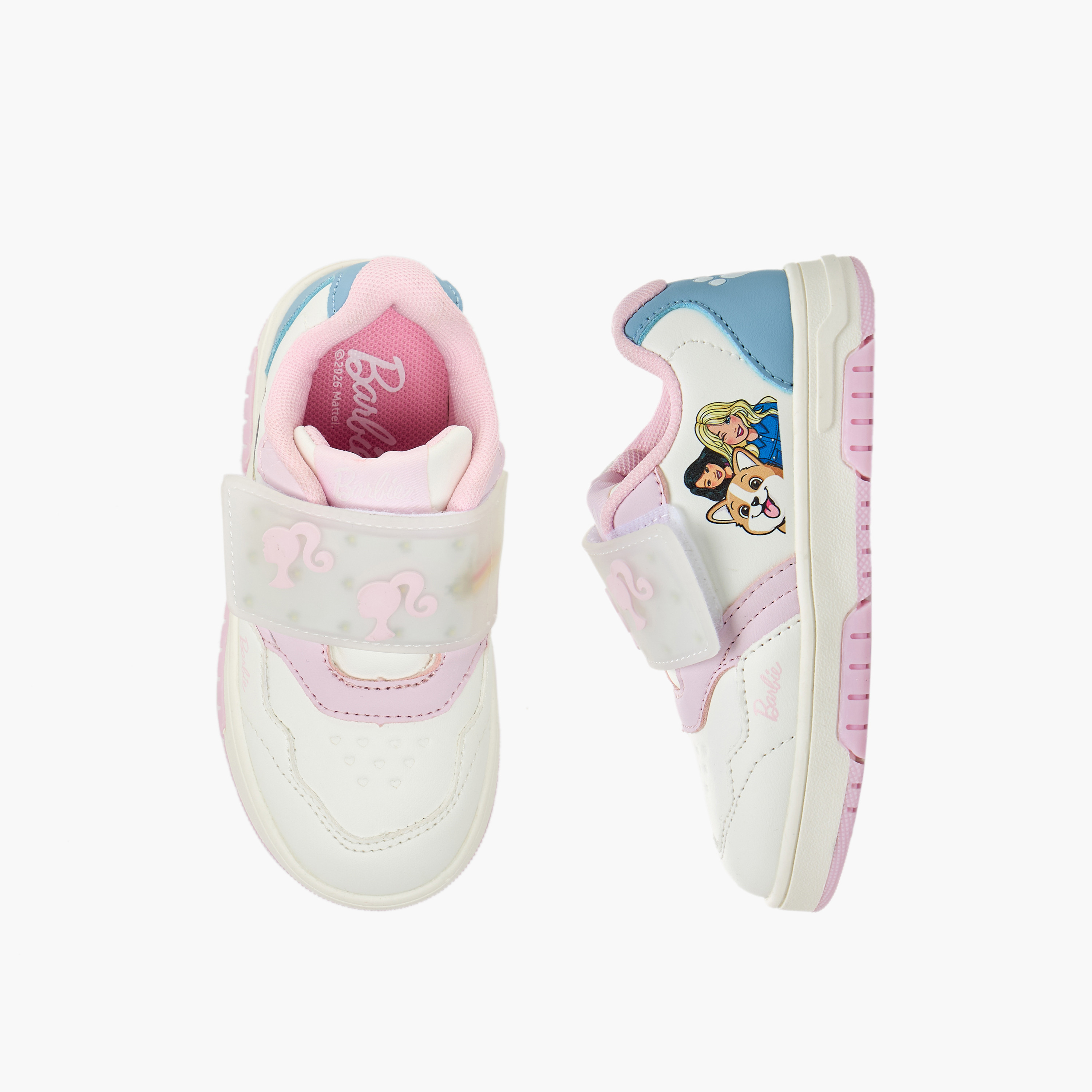 حذاء سنيكرز بشريط إغلاق لاصق وطبعات للبنات من باربي-girls-shoes-sneakers-image-1