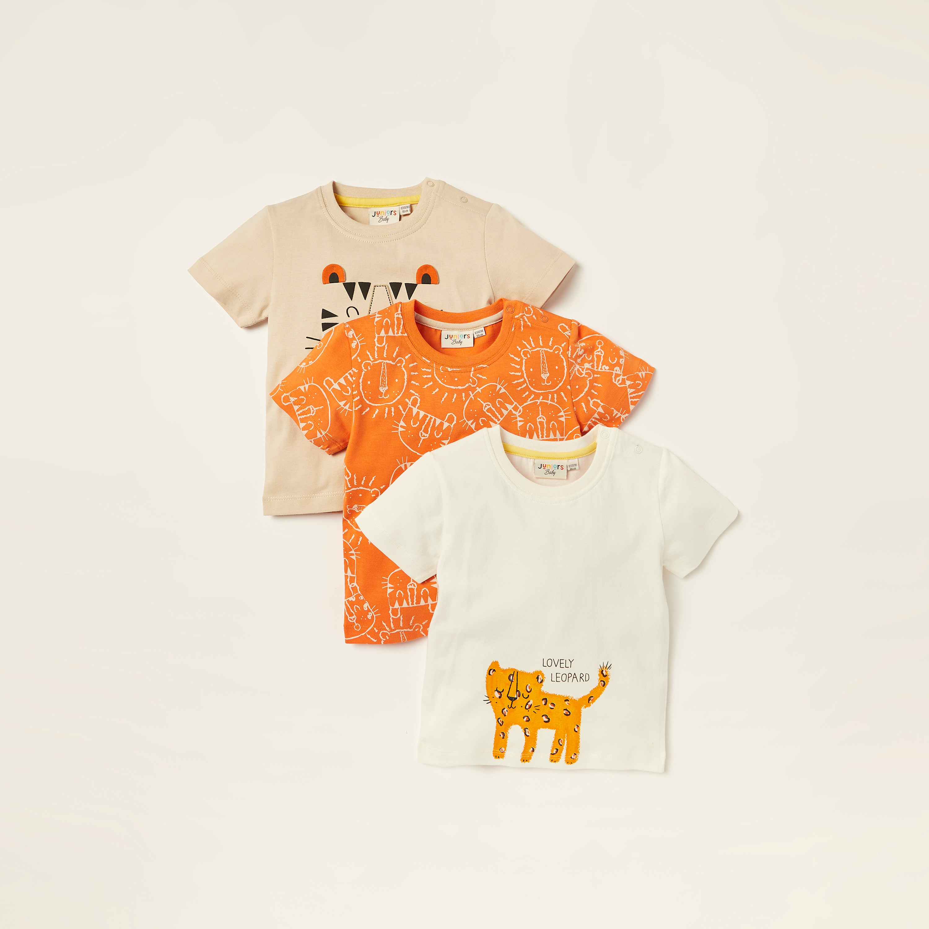 Juniors Printed Crew Neck T-shirt with Short Sleeves - Set of 3-baby-boys-clothing-multipacks-image-1