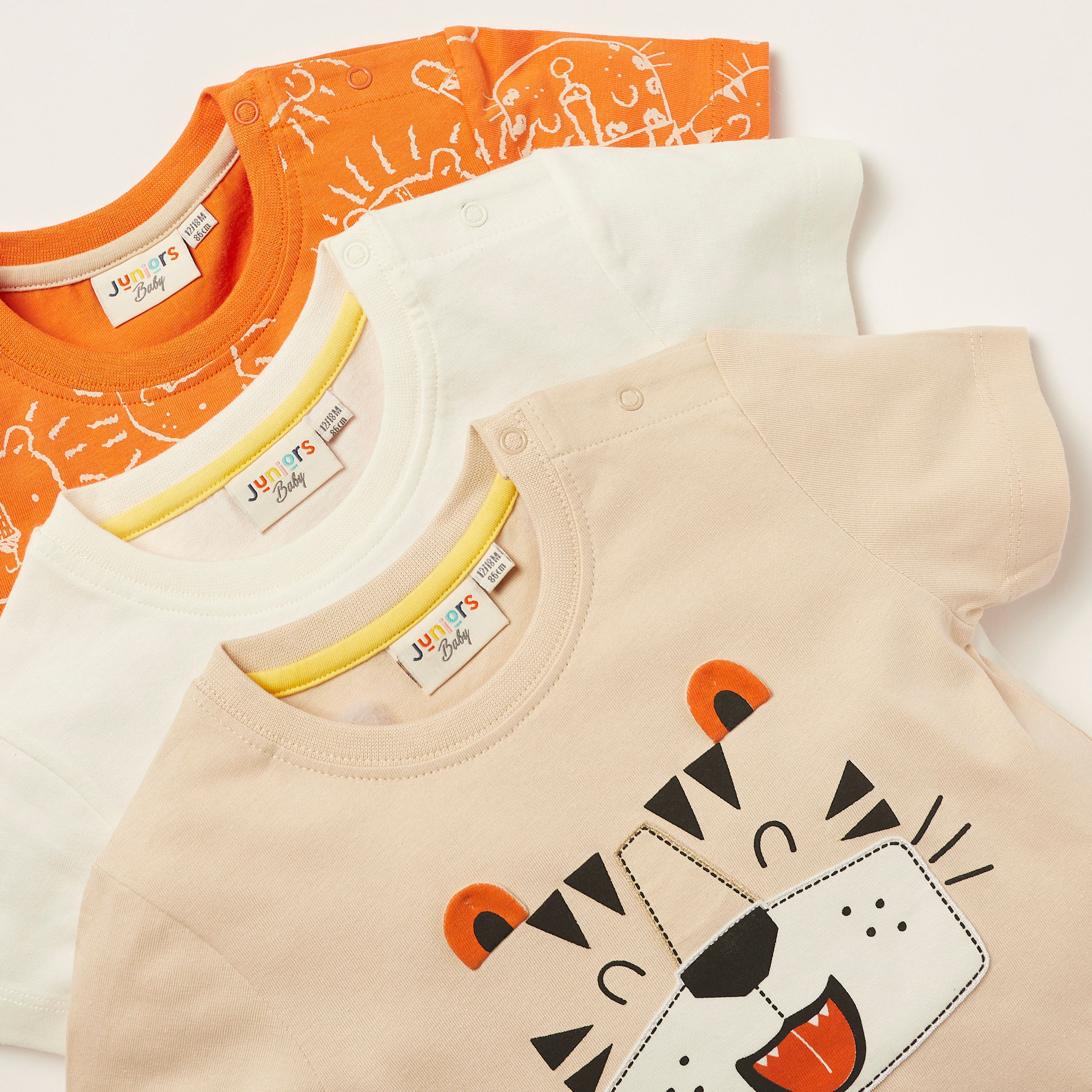 Juniors Printed Crew Neck T-shirt with Short Sleeves - Set of 3-baby-boys-clothing-multipacks-image-5