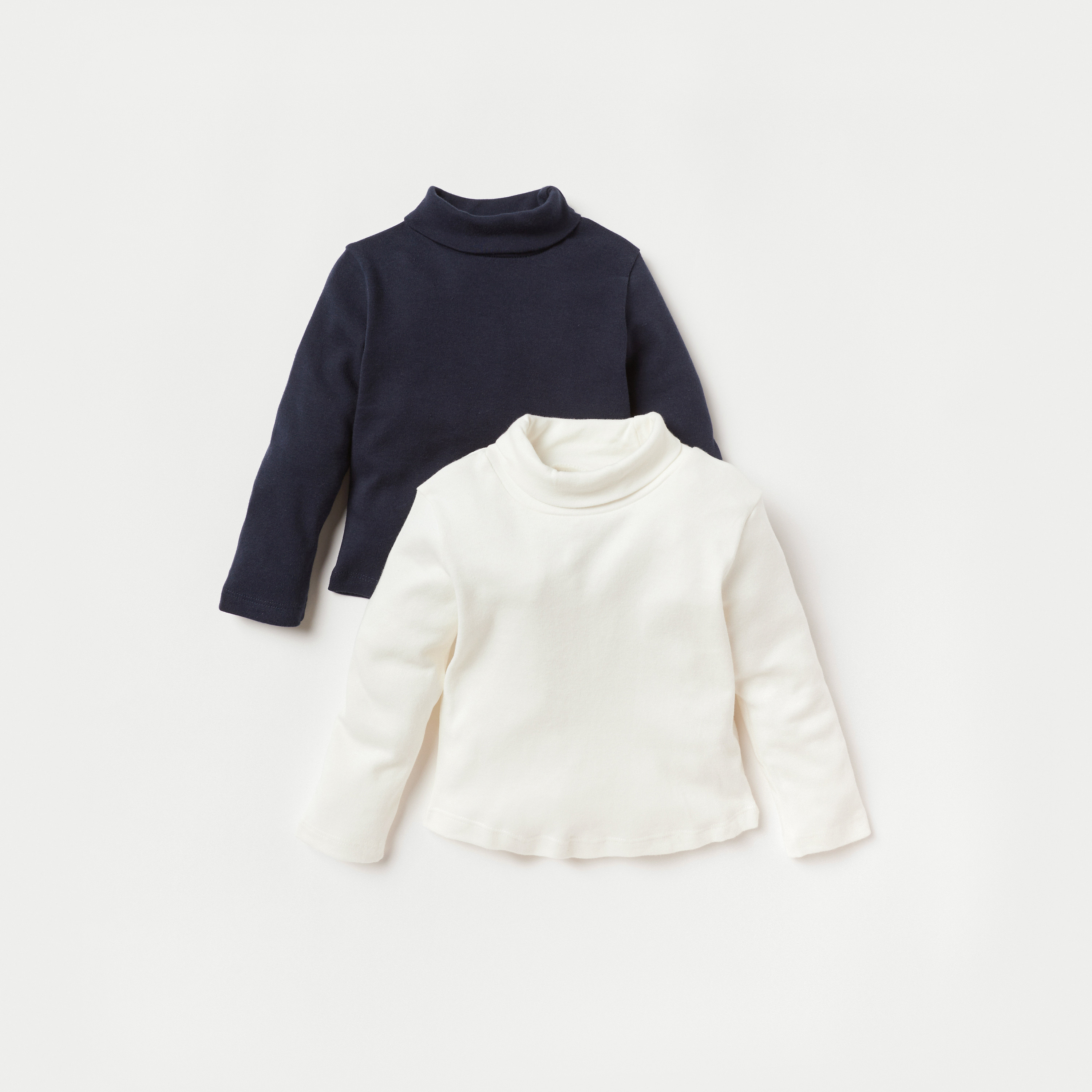 Juniors Solid Turtle Neck T-shirt with Long Sleeves - Set of 2-baby-boys-clothing-tshirtsandpolos-image-1