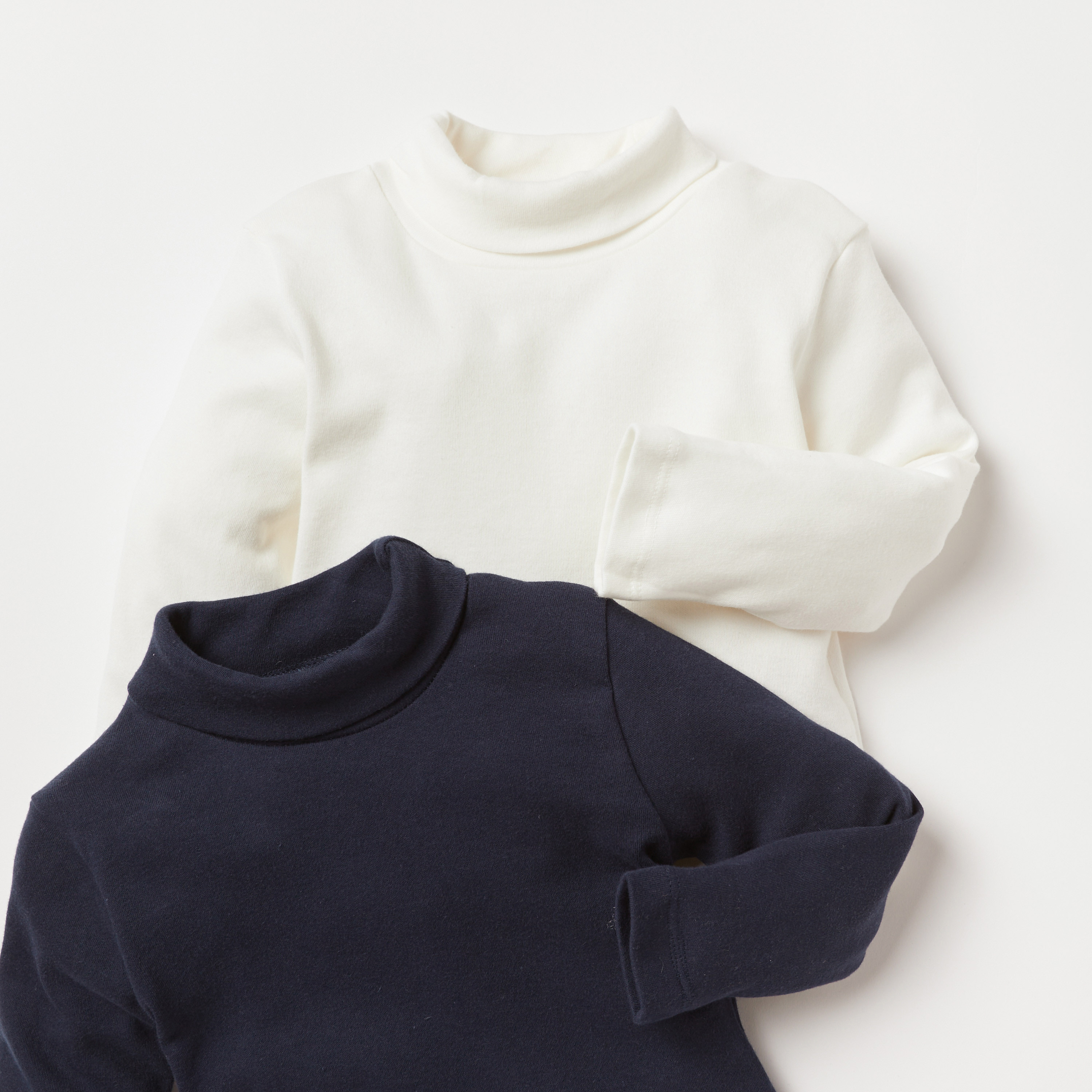 Juniors Solid Turtle Neck T-shirt with Long Sleeves - Set of 2-baby-boys-clothing-tshirtsandpolos-image-2