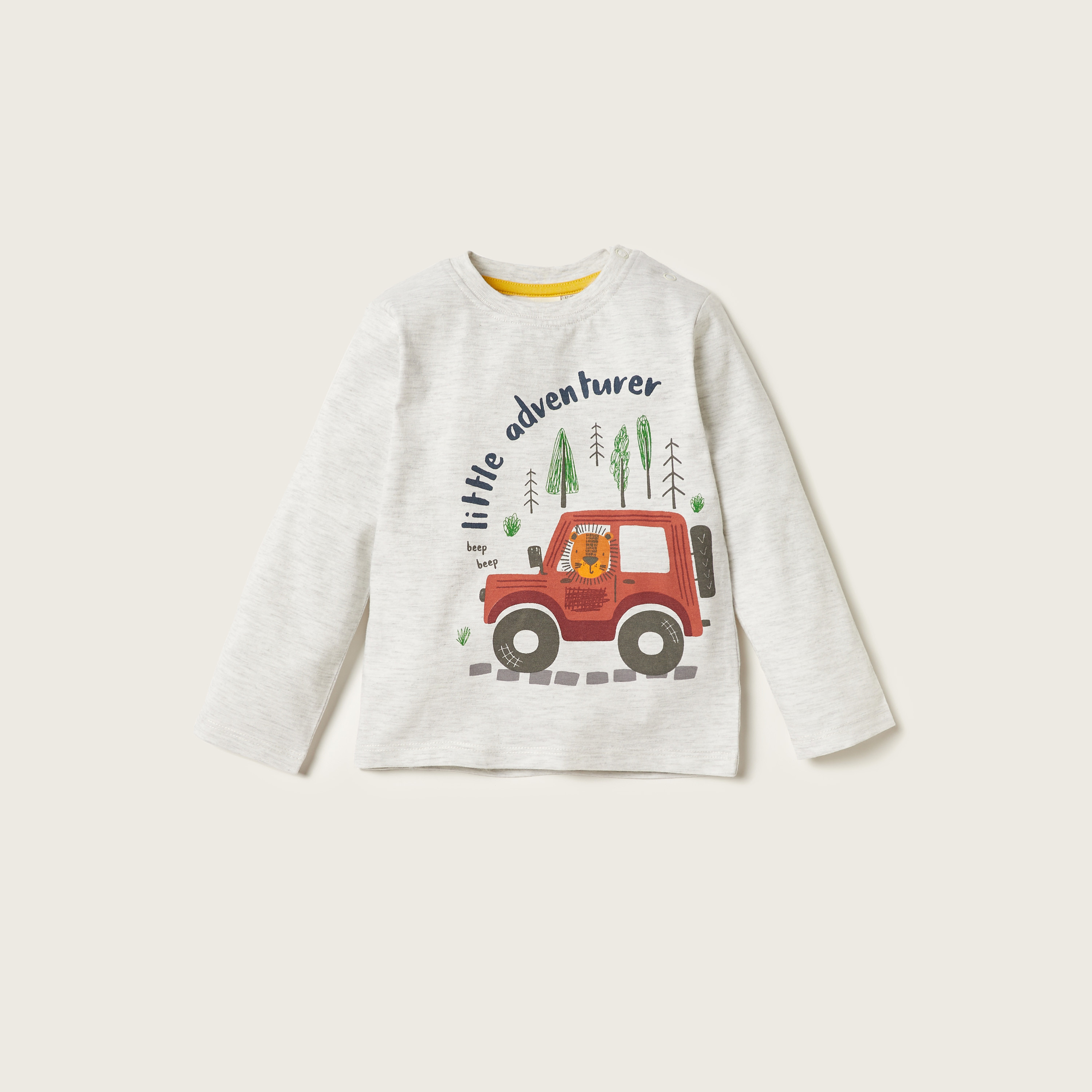 Juniors Printed Round Neck T-shirt with Long Sleeves - Set of 2-baby-boys-clothing-tshirtsandpolos-image-3