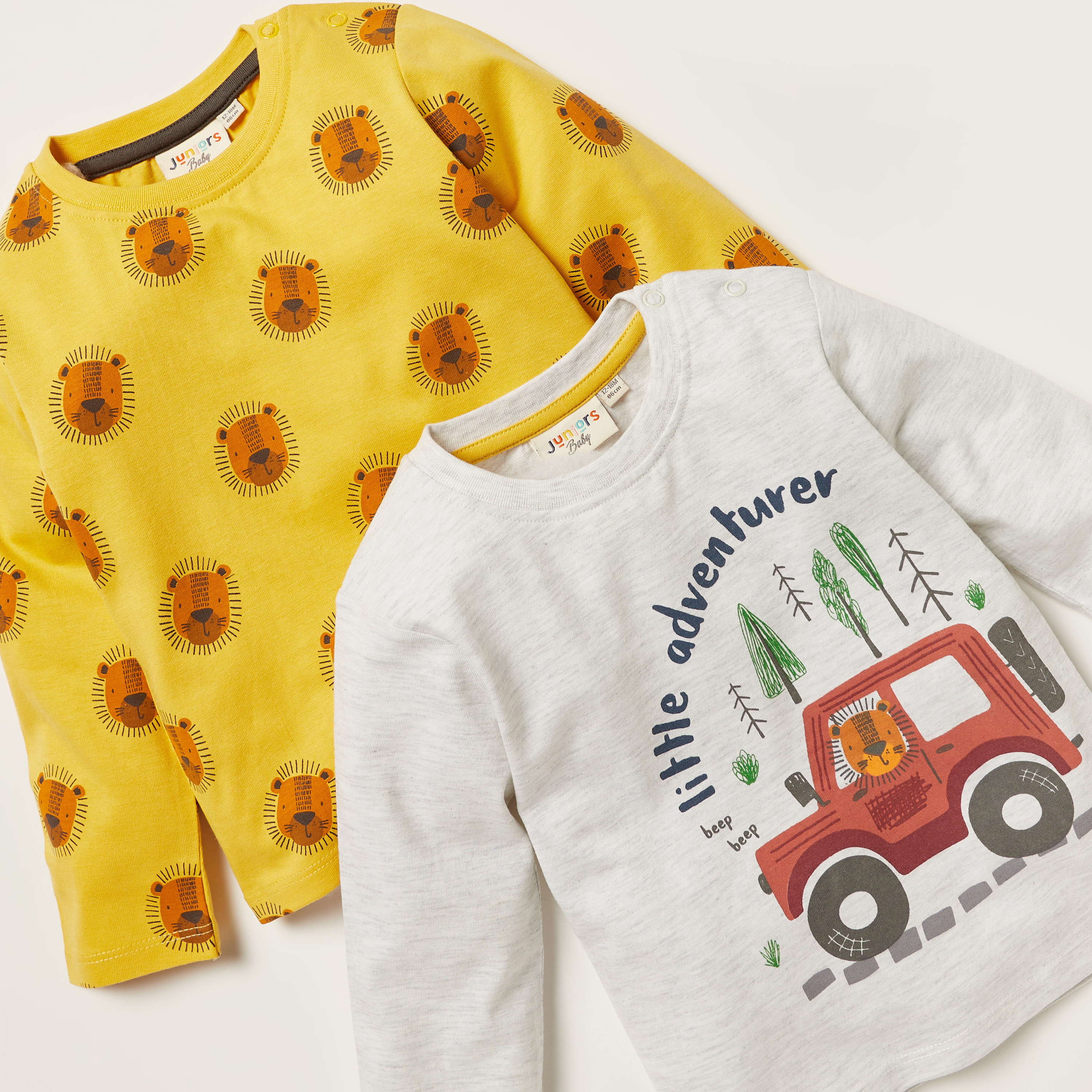 Juniors Printed Round Neck T-shirt with Long Sleeves - Set of 2-baby-boys-clothing-tshirtsandpolos-image-4