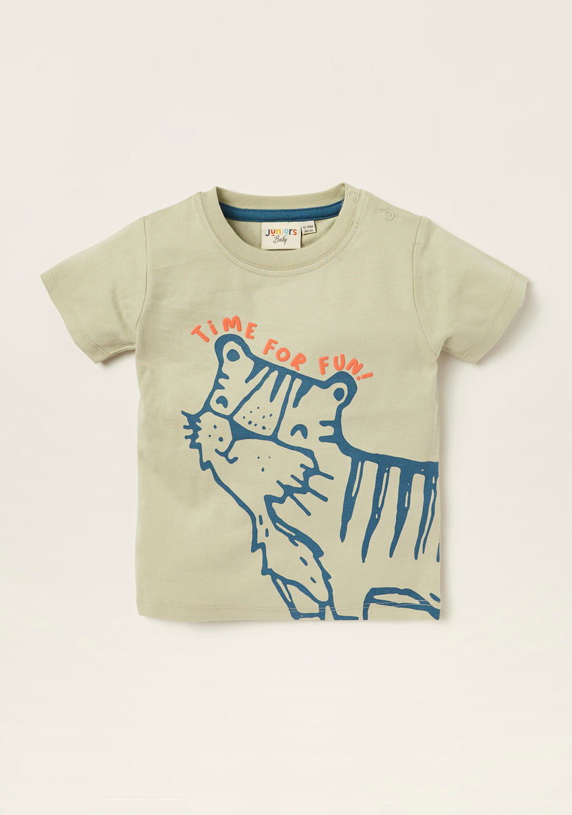 Juniors Tiger Print Crew Neck T-shirt - Set of 2-T Shirts-image-1