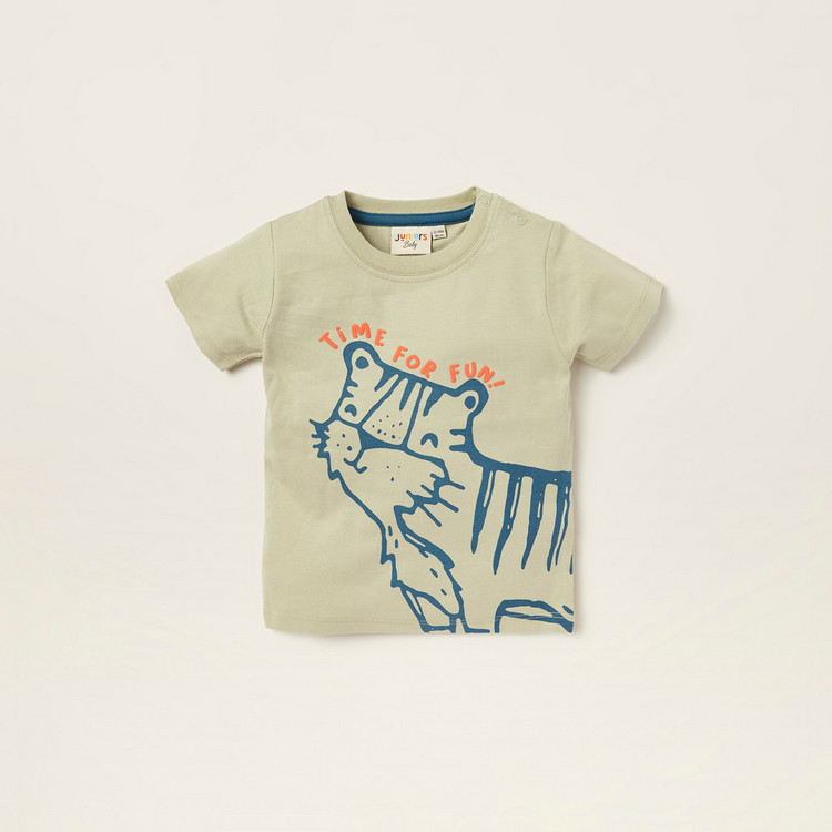 Juniors Tiger Print Crew Neck T-shirt - Set of 2
