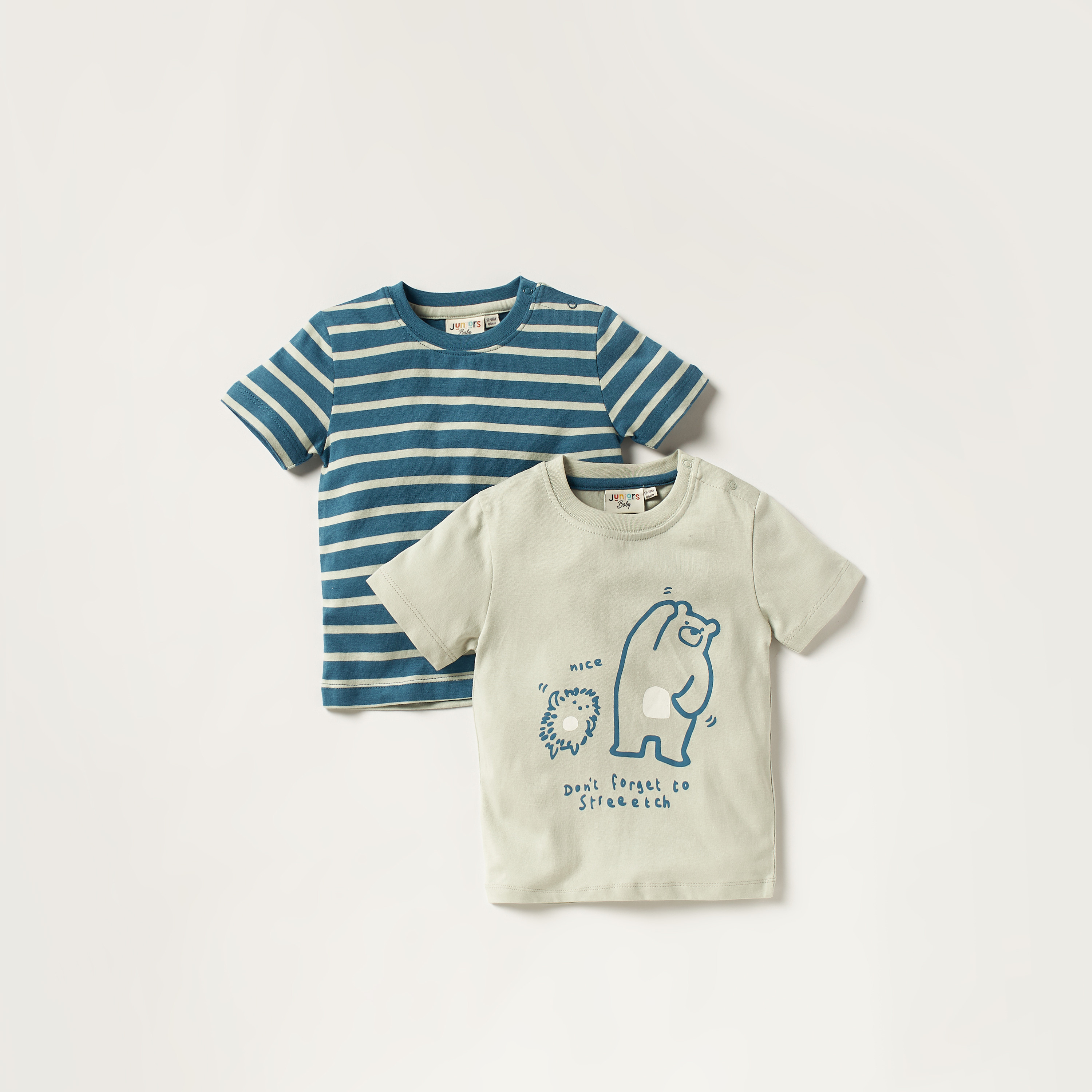 Juniors Printed T-shirt with Short Sleeves and Round Neck - Set of 2-baby-boys-clothing-tshirtsandpolos-image-1